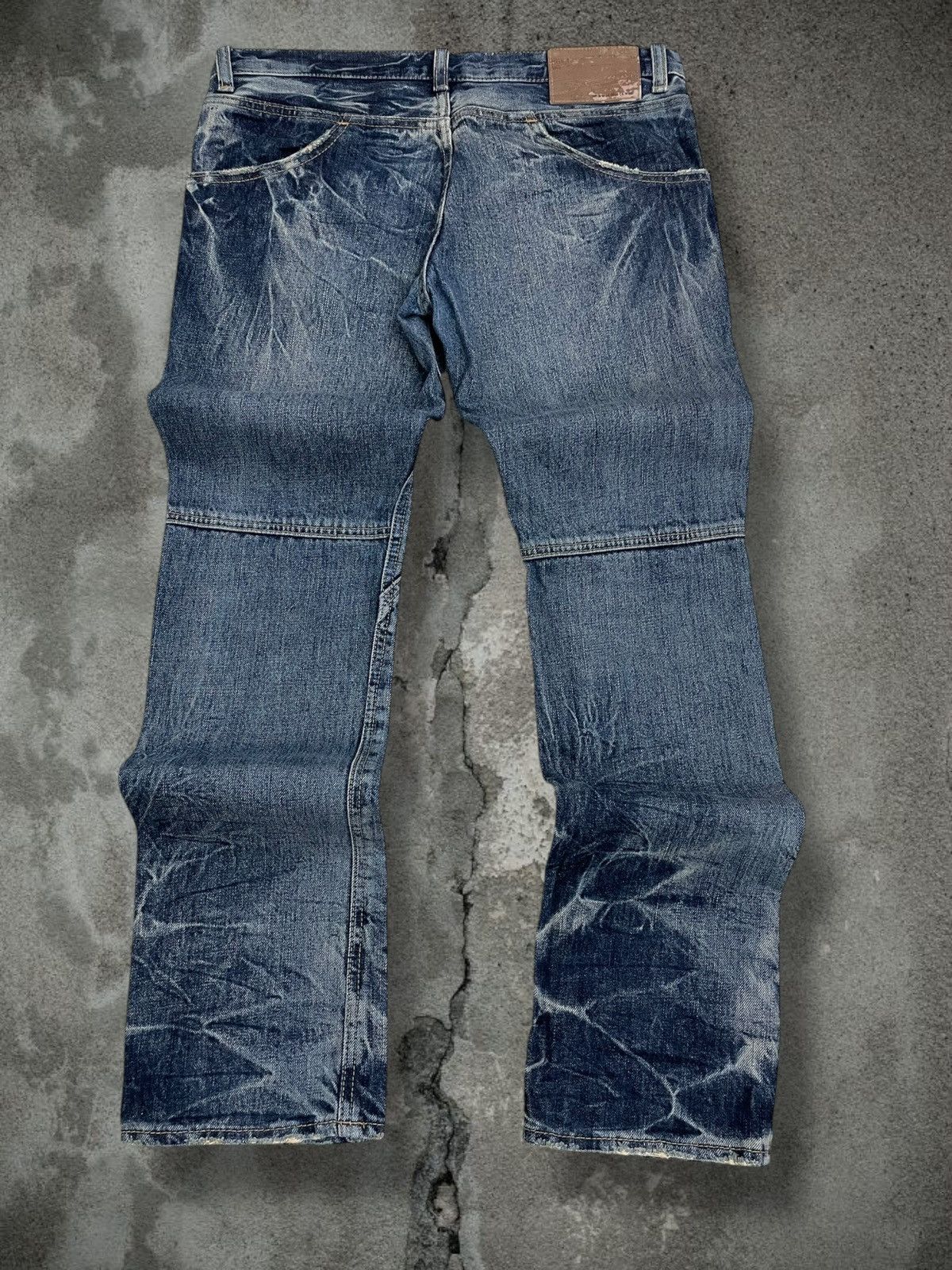 Japanese Brand Vintate 90s Japan Designer Dheart Blue Tribal Lowrise Denim Size US 31 - 9 Thumbnail