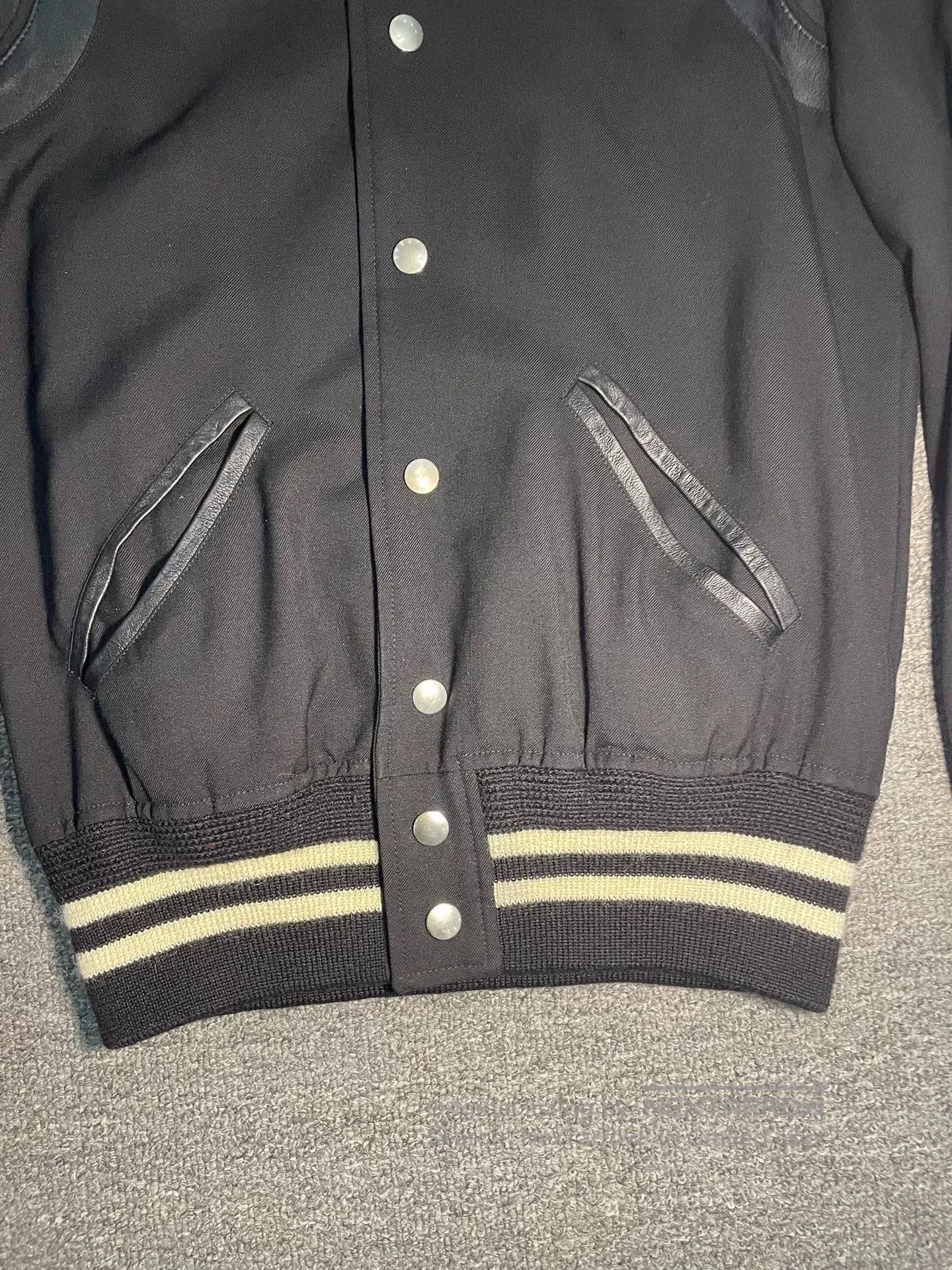Saint Laurent Paris Saint Laurent Black Leather Accent Baseball Jacket. Size US XS / EU 42 / 0 - 2 Thumbnail