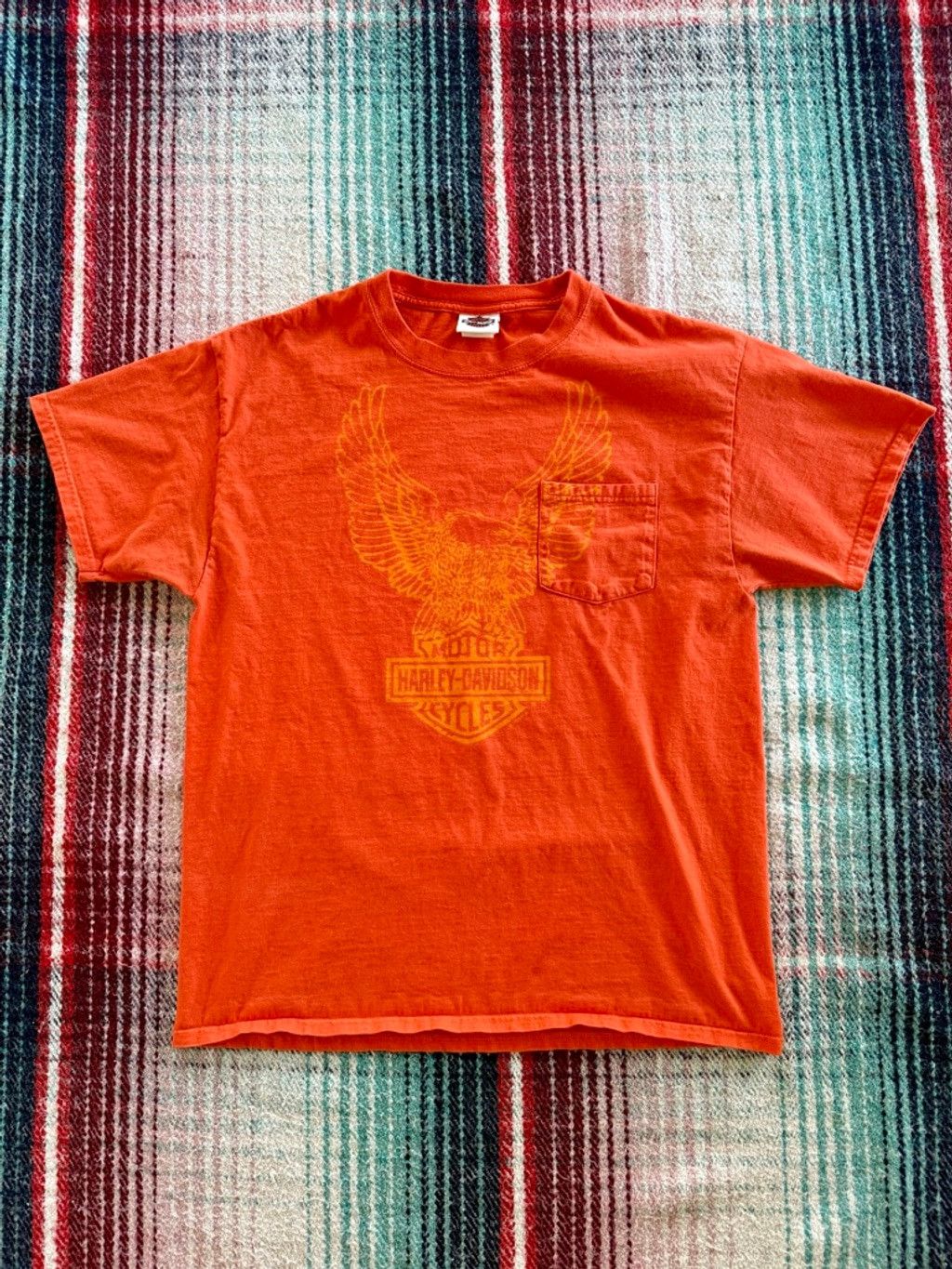 Harley Davidson 00s Harley Davidson Southhampton Orange Pocket Tee L Size US L / EU 52-54 / 3 - 1 Thumbnail