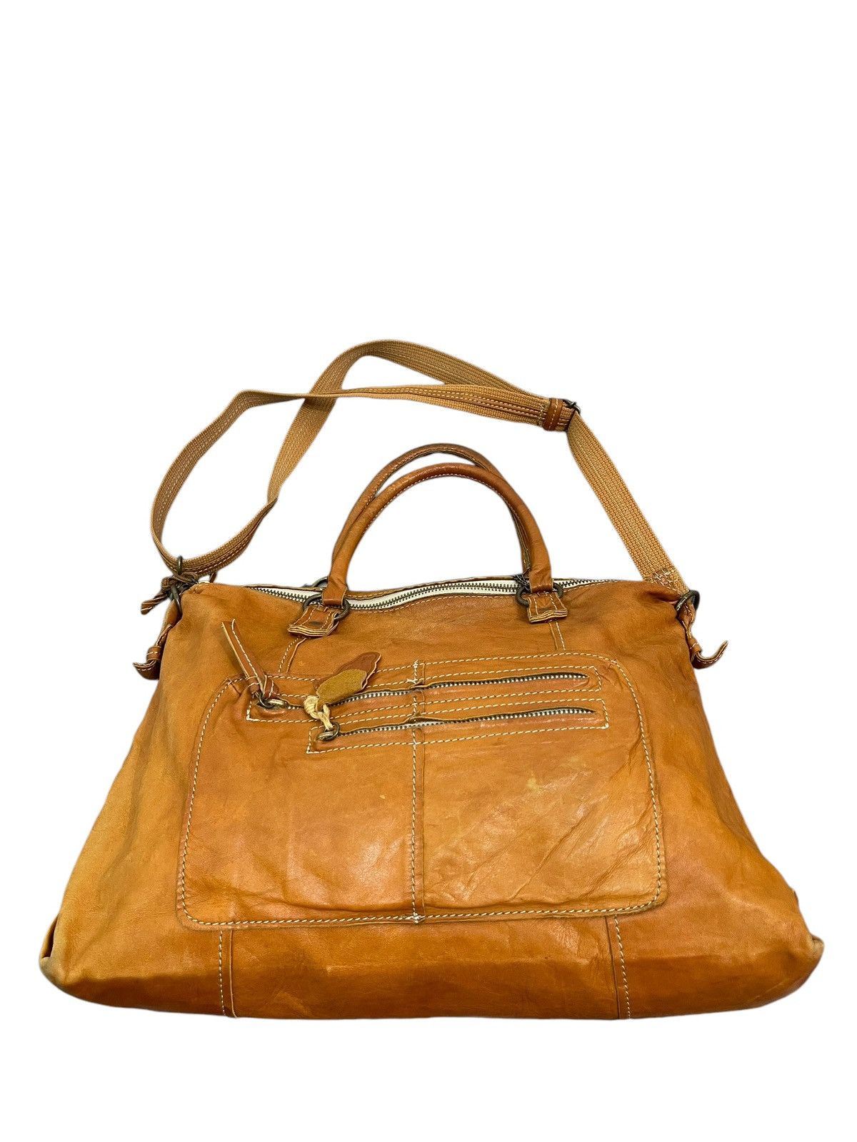 Japanese Brand Full Leather Patina Cuir Jovier Cube Tote Shoulder Bag 1🟩1 Size ONE SIZE - 6 Thumbnail