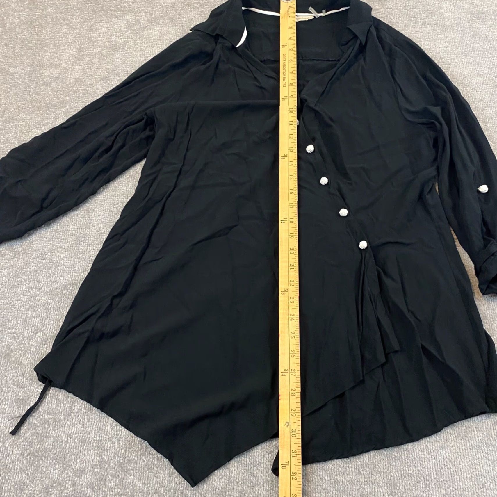 Soft Surroundings Soft Surroundings Pagoda Top Womens Large Black Tunic Wrap Shirt Roll Tab 3/4 Size L / US 10 / IT 46 - 6 Thumbnail