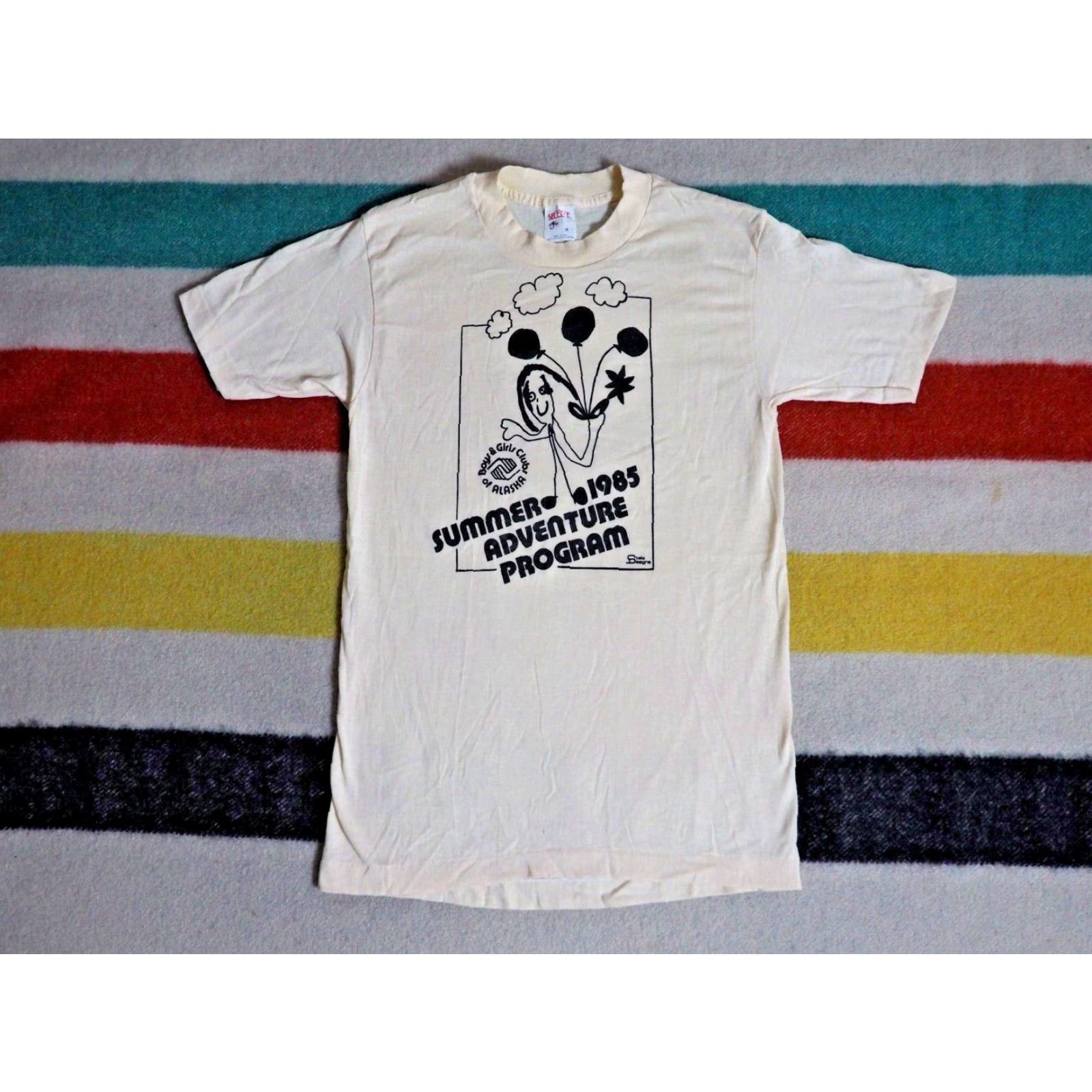 Vintage VTG 80s Select-T 1985 Boys & Girls Club ALASKA Beige 50/50 USA Tee T-Shirt XS Size US XS / EU 42 / 0 - 2 Thumbnail