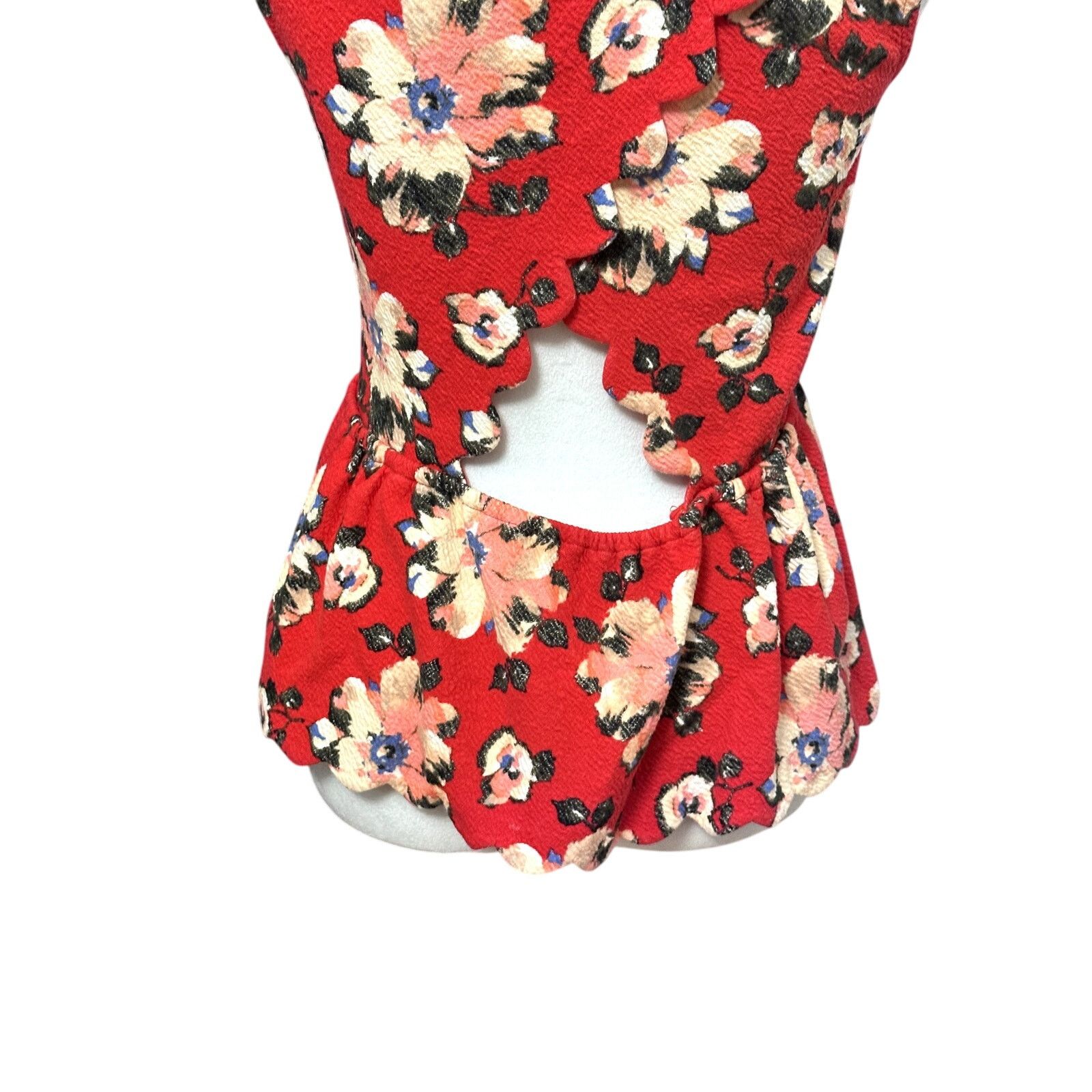 Other Anthropologie Peplum Top Floral Scoop Neck Scallop Hem W S Size S / US 4 / IT 40 - 6 Thumbnail