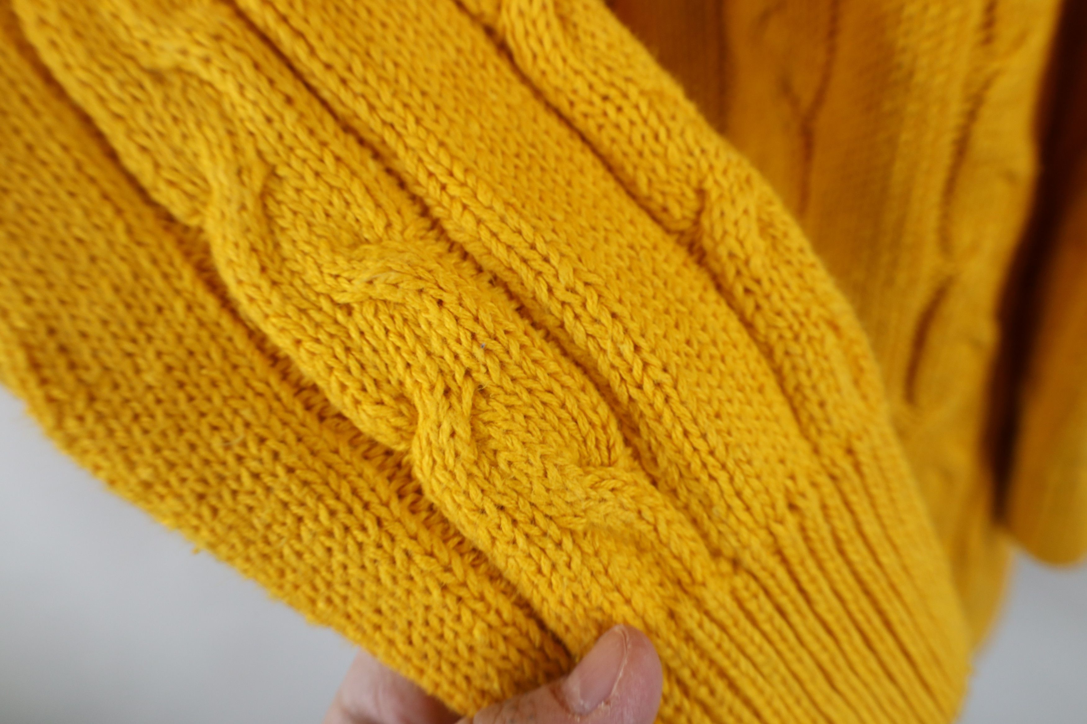 Vintage Vintage 90s Streetwear Chunky Cable Knit Sweater Yellow Size M / US 6-8 / IT 42-44 - 7 Thumbnail