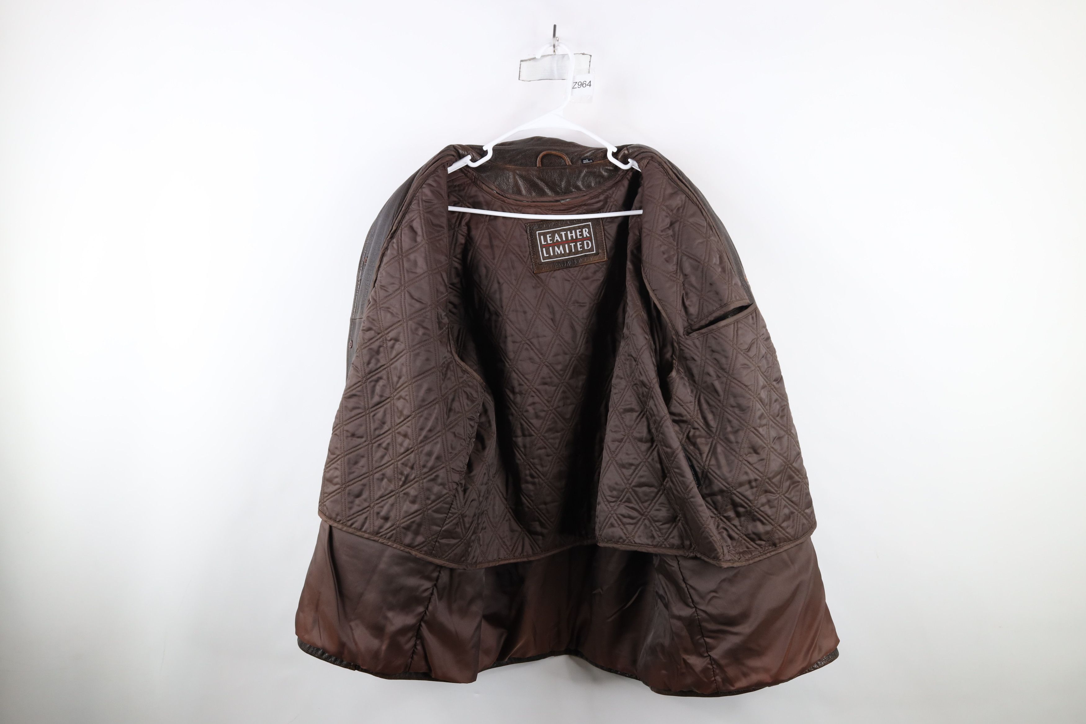 Vintage Vintage 90s Streetwear Quilted Leather Shirt Jacket Brown Size US L / EU 52-54 / 3 - 8 Thumbnail