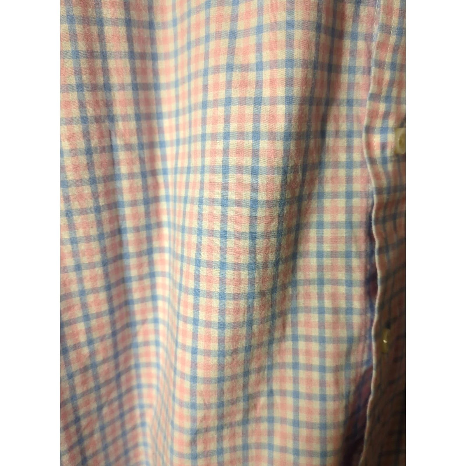 Vintage Goodfellow & Co Dress Shirt XL Slim Blue Pink Plaid Stretch 1 Pocket NWT Shirt Mens Slim Fit Blue/Pink Size 46R - 3 Thumbnail