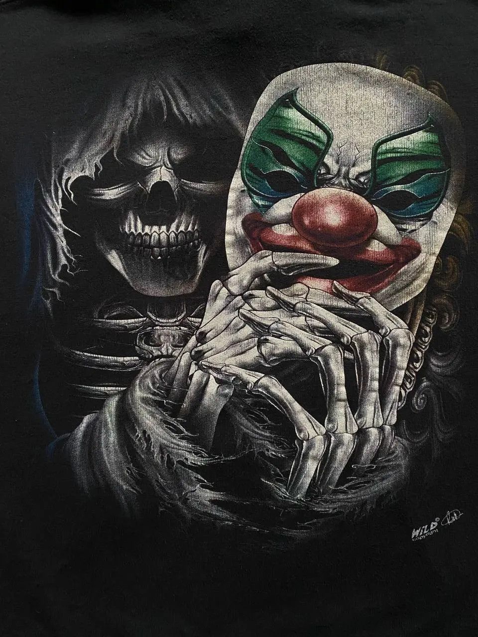 Japanese Brand VINTAGE 90s JOKER SKELETON BAGGY BOXY FADED HOODIE Size US L / EU 52-54 / 3 - 12 Thumbnail