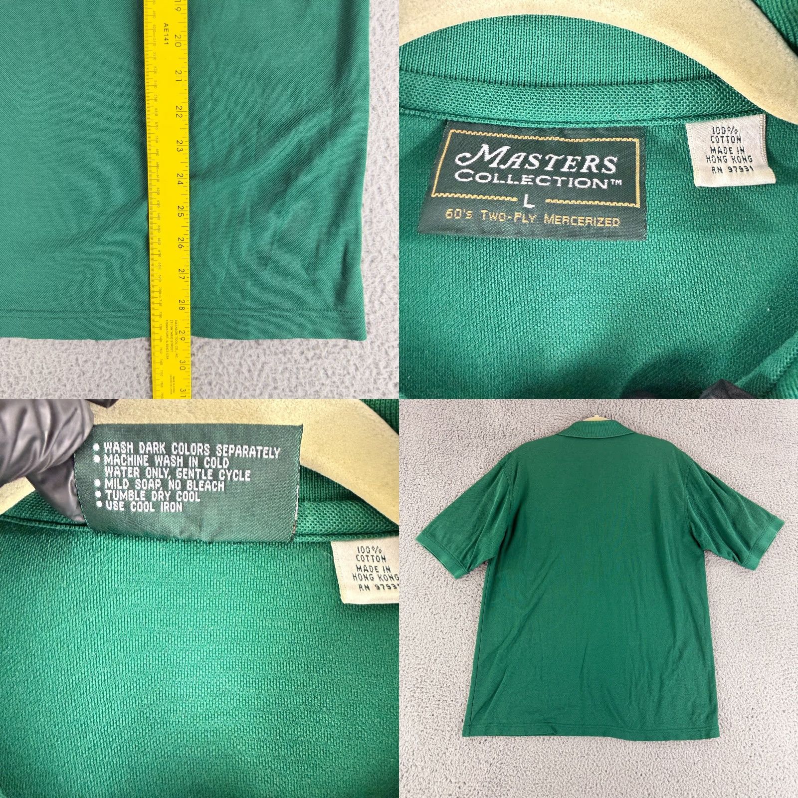 Vintage VINTAGE Masters Collection Golf Polo Shirt Mens Large Green Embroidered SS Knit Size US L / EU 52-54 / 3 - 8 Thumbnail