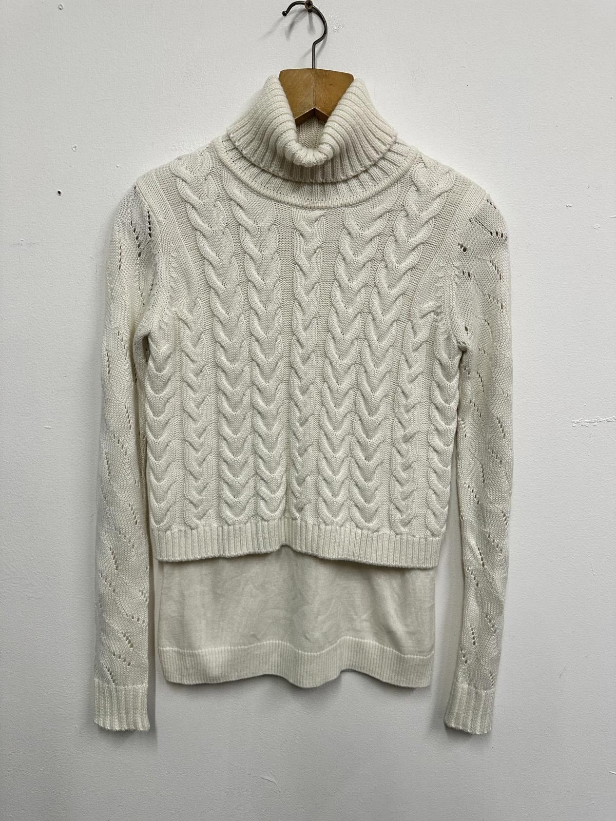 Calvin Klein Calvin Klein White Cable Knit Turtleneck Sweater XS Size XS / US 0-2 / IT 36-38 - 1 Thumbnail