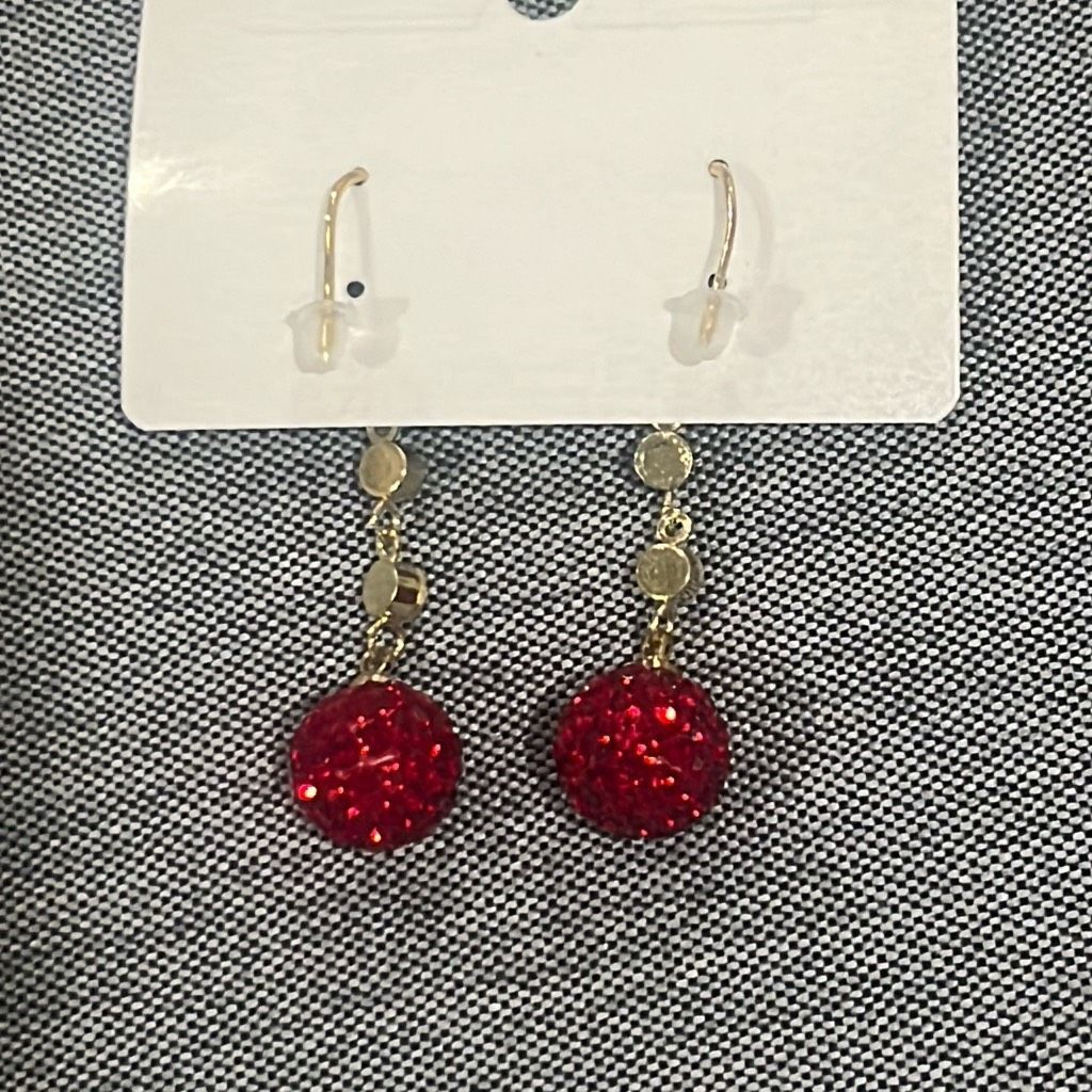 Other Sterling Silver Red Crystal Cubic Zirconium Drop Dangle Earr Size ONE SIZE - 4 Thumbnail