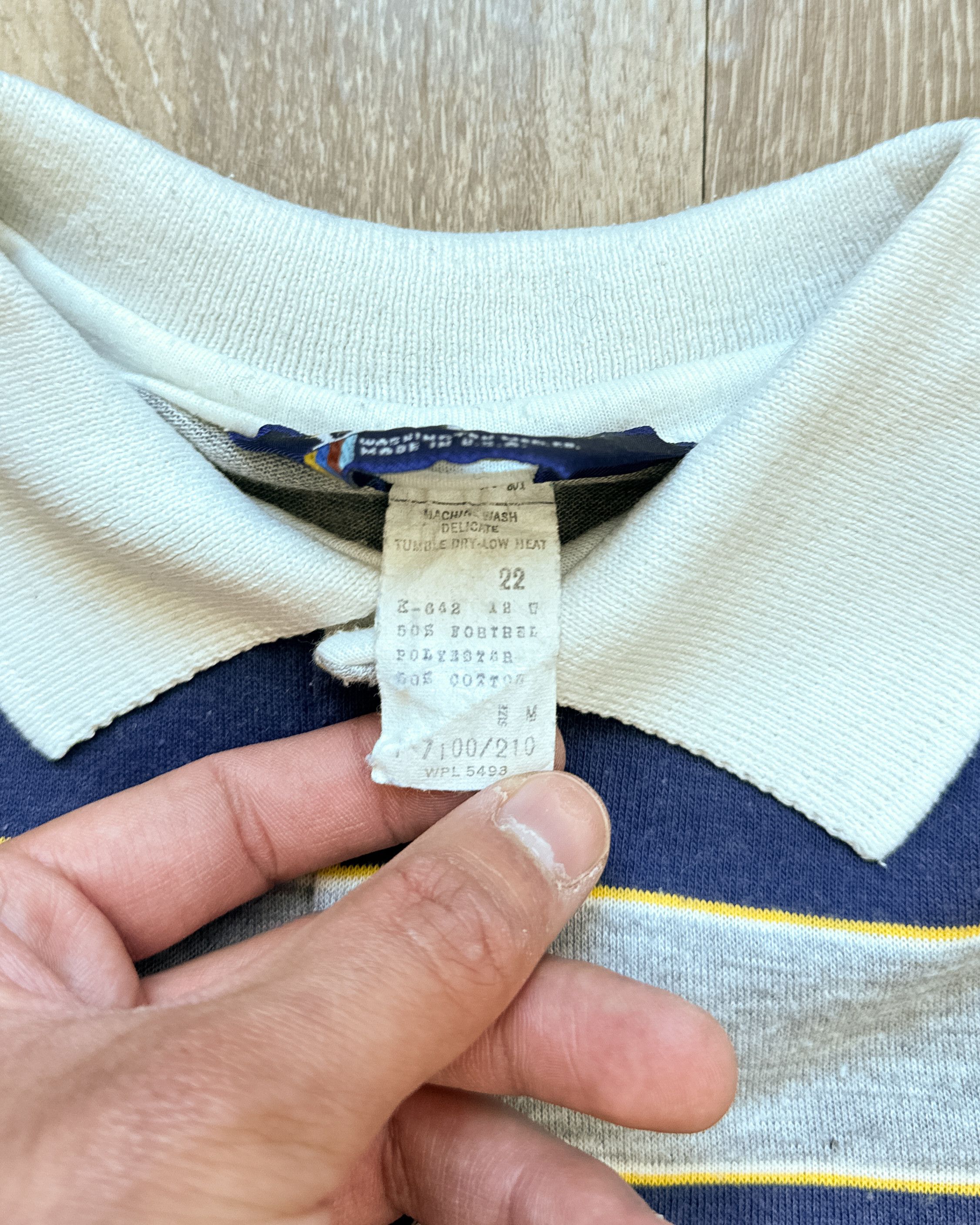 Vintage Vintage 80s Dee Cee Striped Polo Shirt Blue Gray Surf Style Size US M / EU 48-50 / 2 - 2 Thumbnail