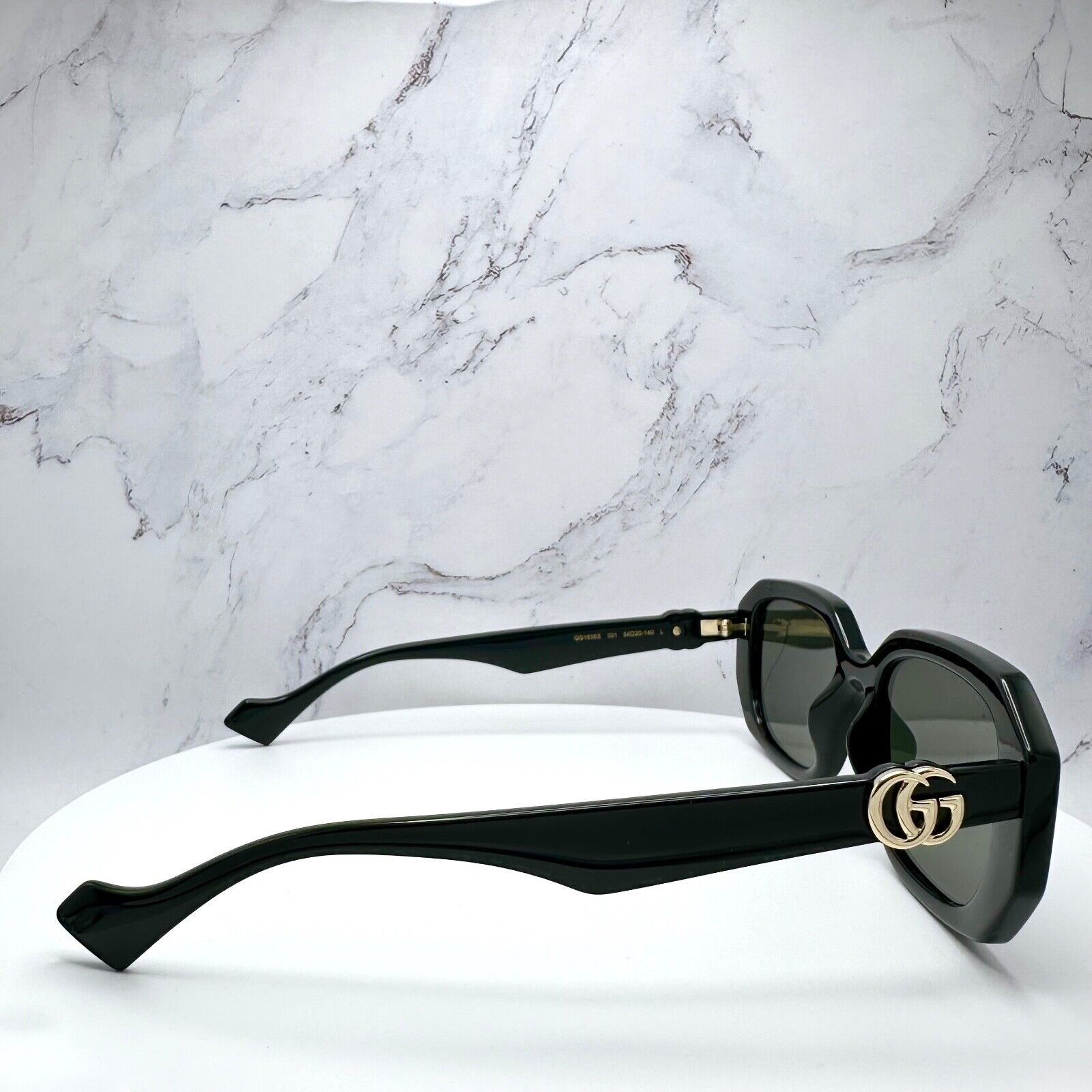 Gucci New Gucci Sunglasses Black Geometric Rectangle Gold GG Size ONE SIZE - 2 Thumbnail