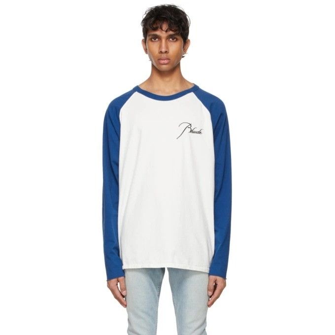 NEW RHUDE LONG SLEEVE RAGLAN BLUE SHIRT SZ M