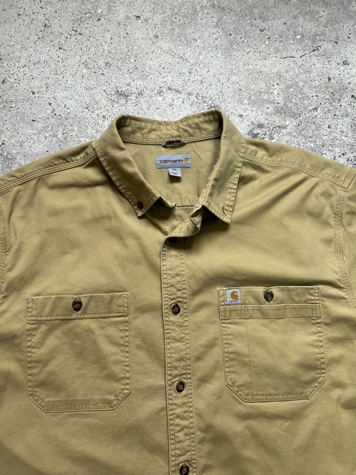 Carhartt × Vintage Vintage Carhartt Work Shirt Short Sleeve Beige Mens Size US XXL / EU 58 / 5 - 6 Thumbnail
