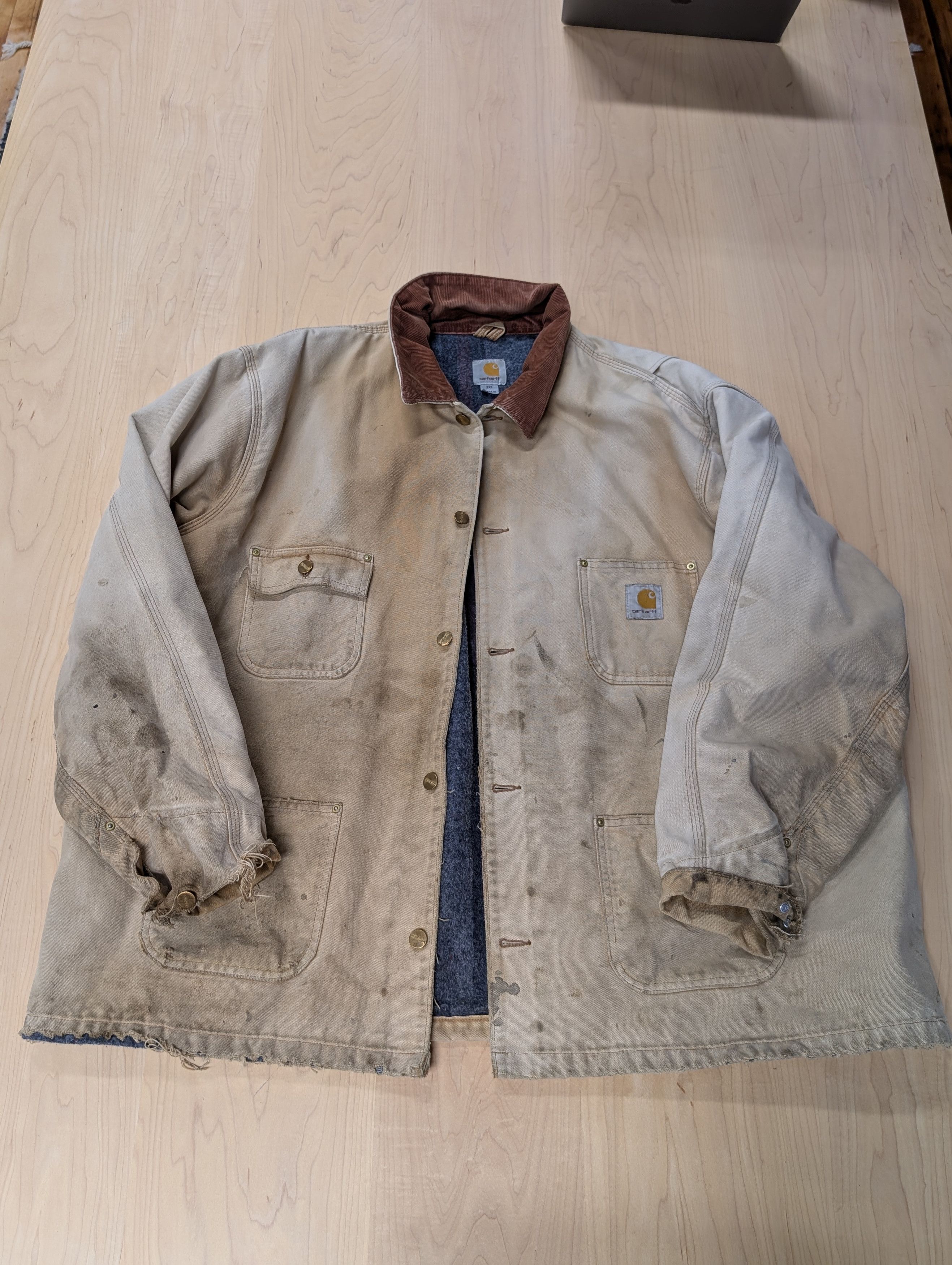 Carhartt Vintage Distressed 1980's Carhartt Chore Coat 3XL Size US XXL / EU 58 / 5 - 1 Thumbnail