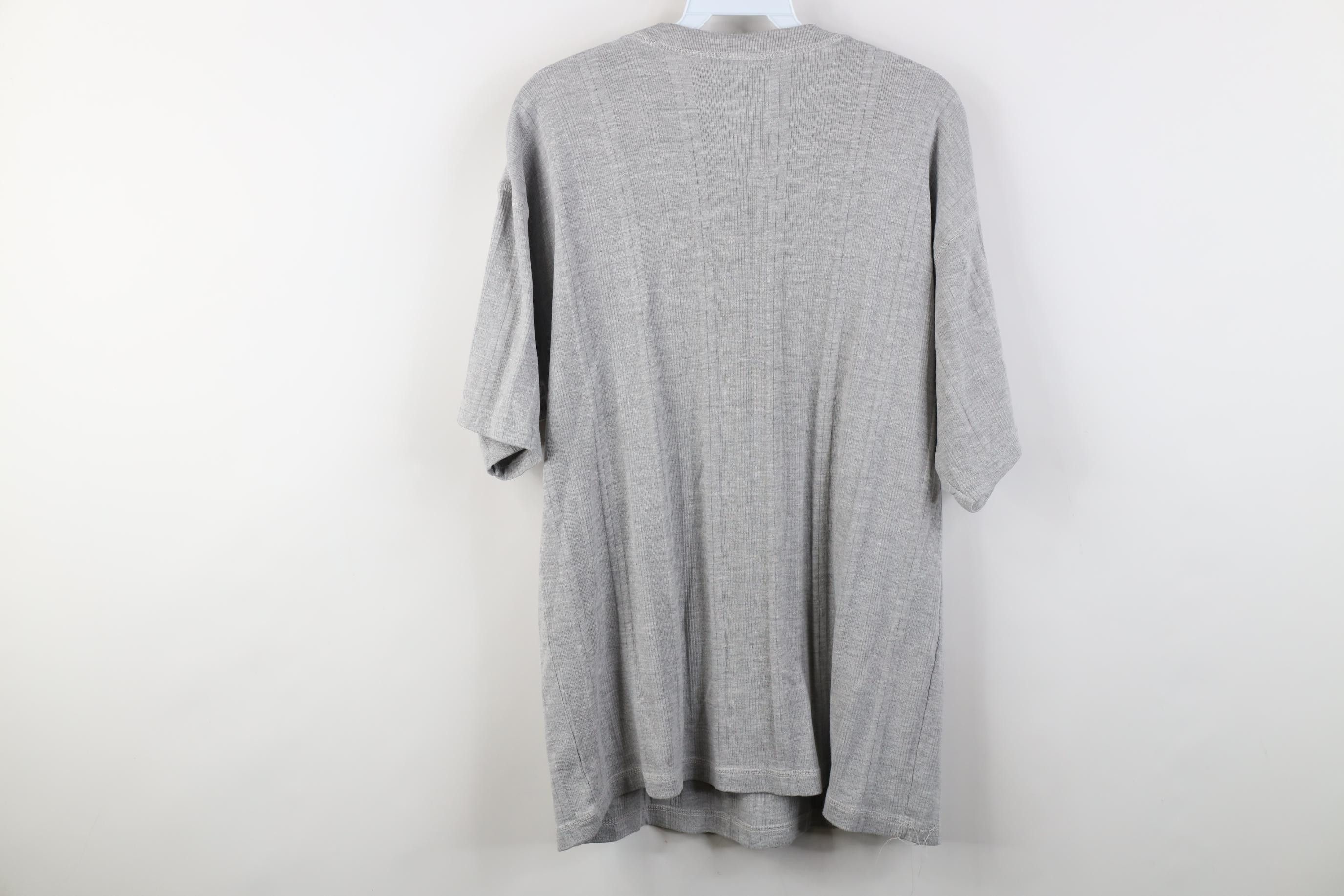 Vintage Vintage 90s Streetwear Ribbed Knit Henley T-Shirt Gray Size US M / EU 48-50 / 2 - 11 Thumbnail