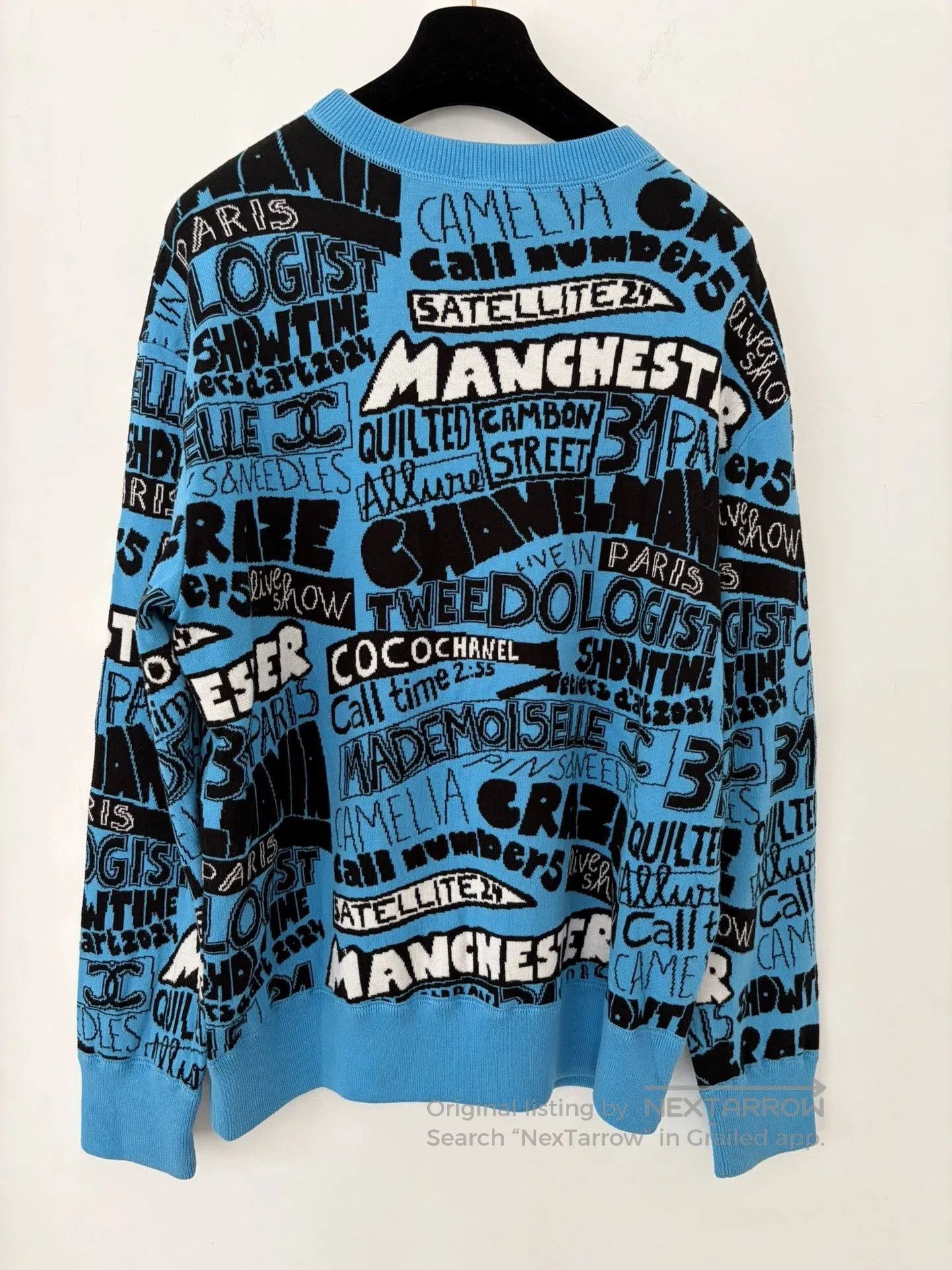 Chanel Chanel 24A Blue Letter Graffiti Sweater. Size US XL / EU 56 / 4 - 2 Thumbnail