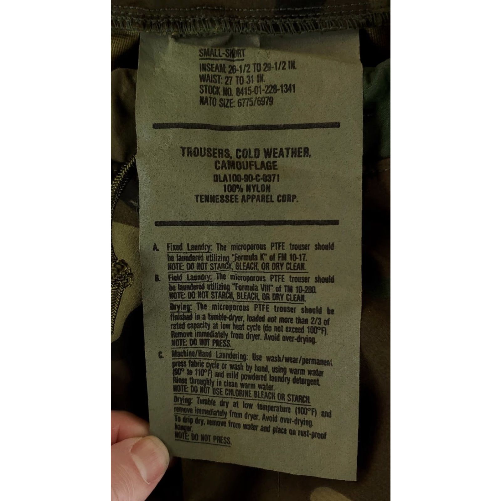 Vintage US Army Pants Cold Weather Woodland Camo GTX Mens S Short (30-32x28 Actual) Size US 29 - 6 Thumbnail