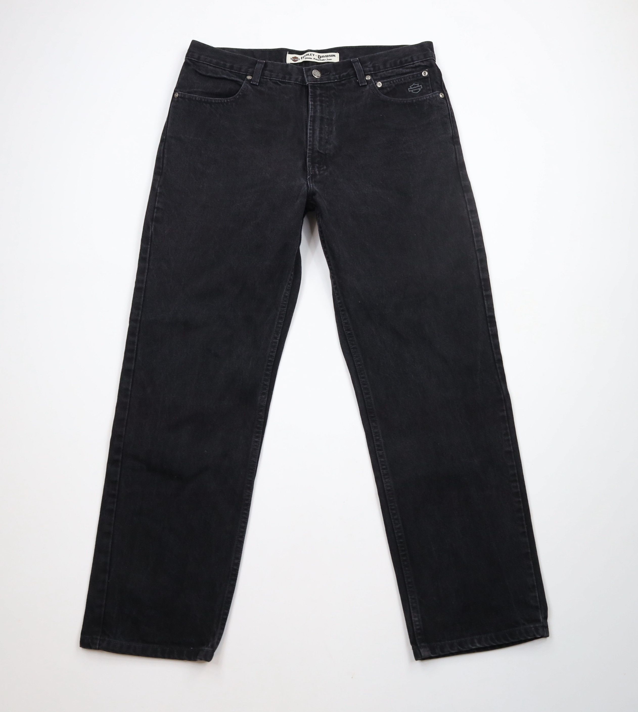 Harley Davidson × Vintage Vintage Harley Davidson Straight Leg Denim Jeans Black Size US 36 / EU 52 - 1 Thumbnail