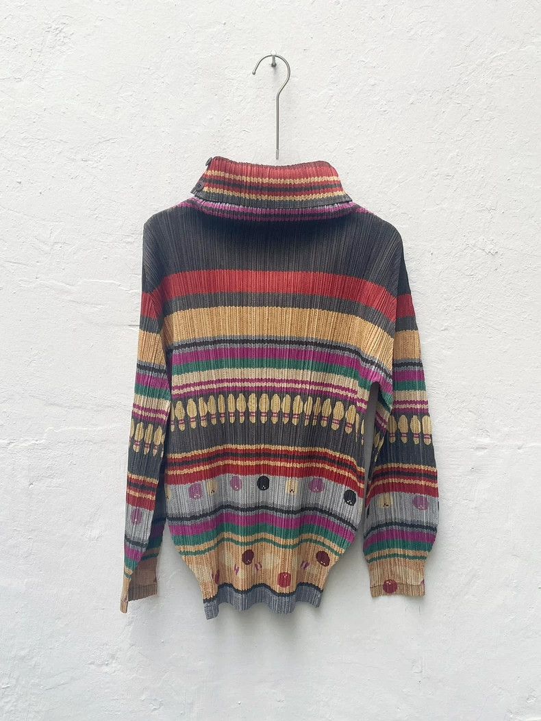 Pleats Please 2007 Bowling Turtleneck Pleated Top long slee