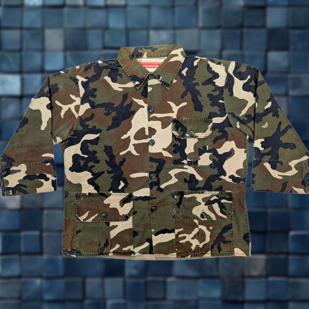 Vintage Vtg Winchester Forest Camo Hunting Shirt Men L Button-Front 3/4 Sleeve Cow Outdoor Size US L / EU 52-54 / 3 - 1 Thumbnail