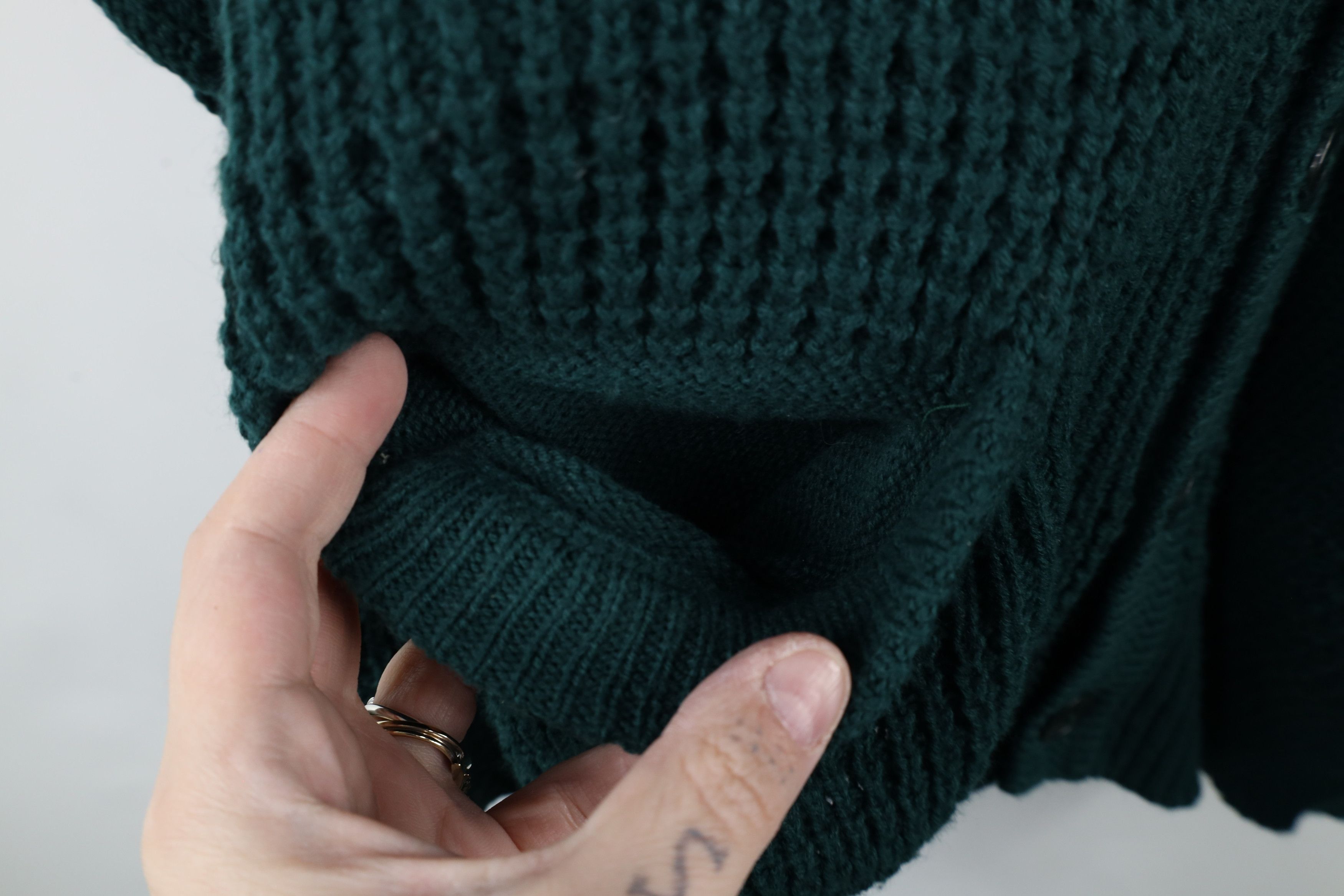 Vintage Vintage 90s Streetwear Ribbed Knit Cardigan Sweater Green Size US XL / EU 56 / 4 - 4 Thumbnail