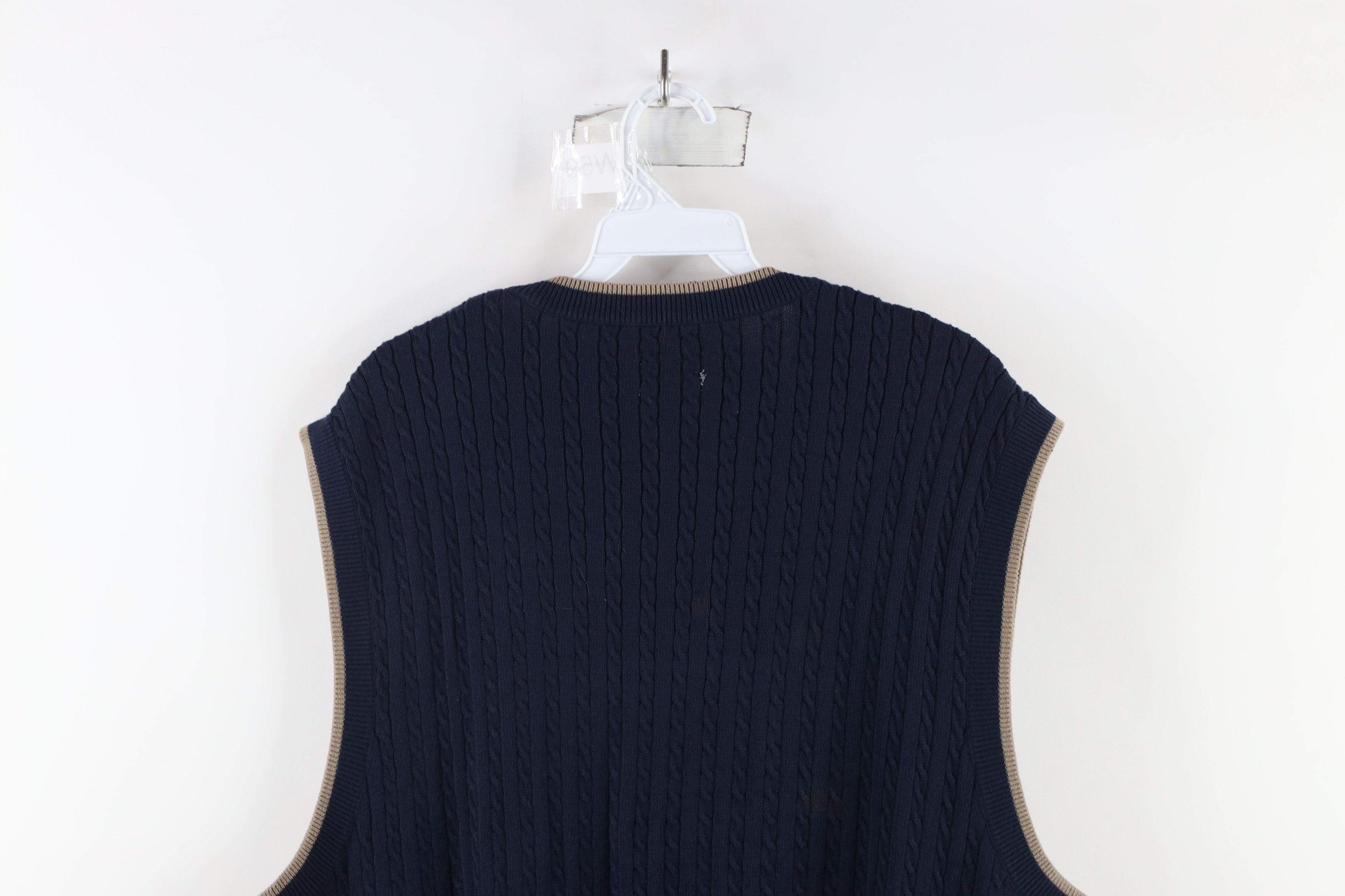 Vintage Vintage 90s Streetwear Cable Knit V-Neck Sweater Vest Blue Size US XL / EU 56 / 4 - 9 Thumbnail