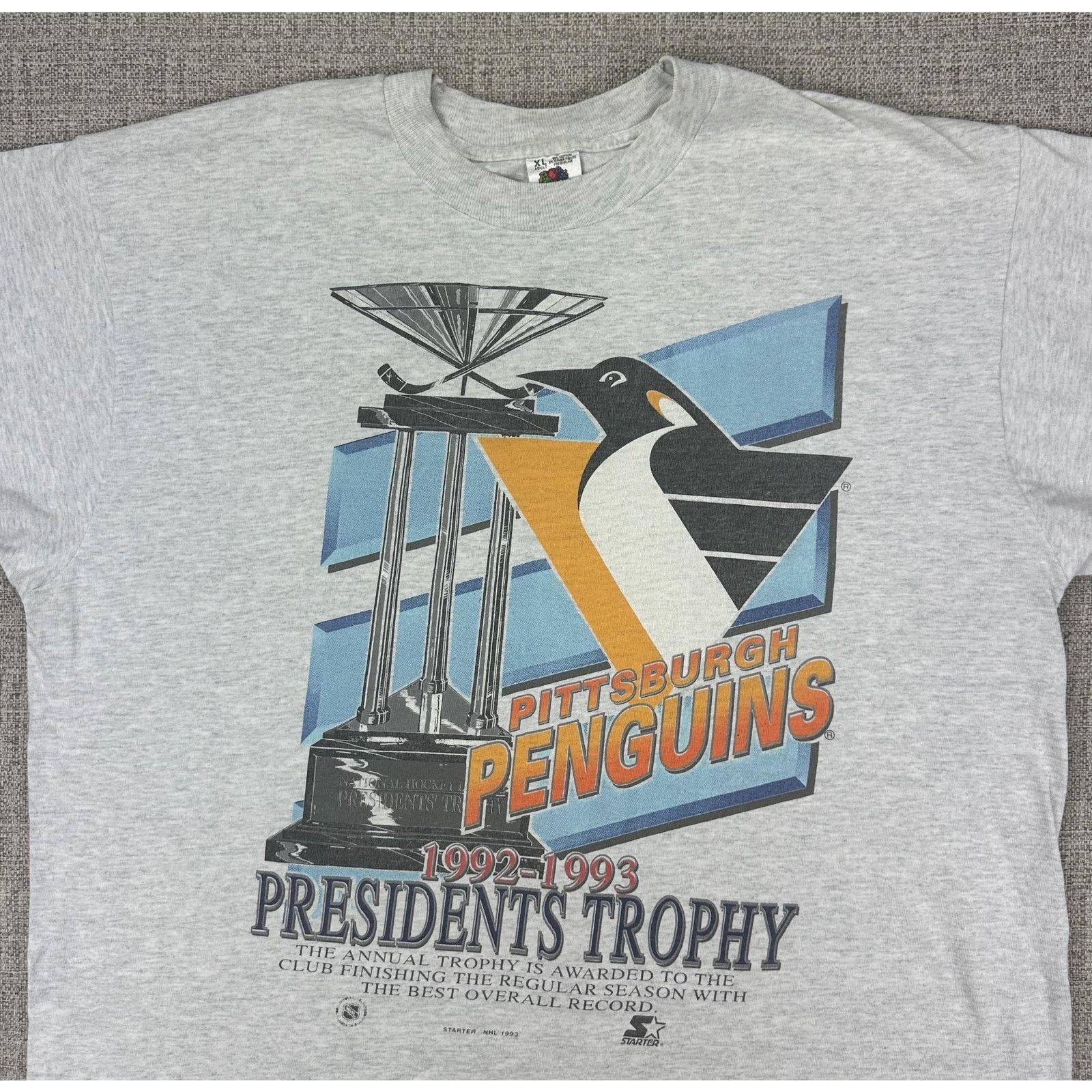 Starter Pittsburgh Penguins Shirt Mens XL NHL Presidents Trophy 1993 Size US XL / EU 56 / 4 - 2 Thumbnail