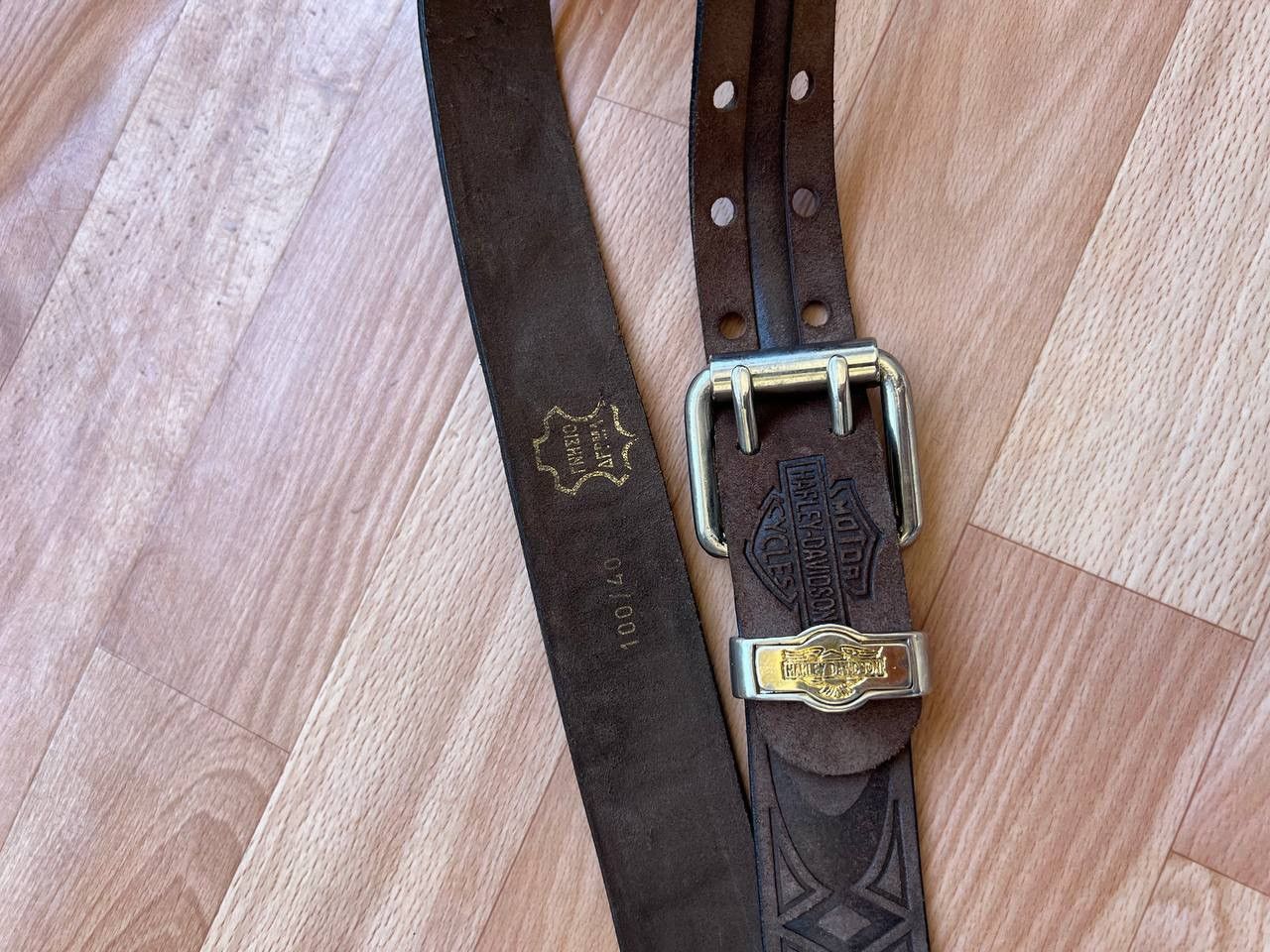 Harley Davidson HARLEY DAVIDSON RARE WESTERN BROWN MONOGRAM BELT SIZE 98.5CM Size 34 - 6 Thumbnail