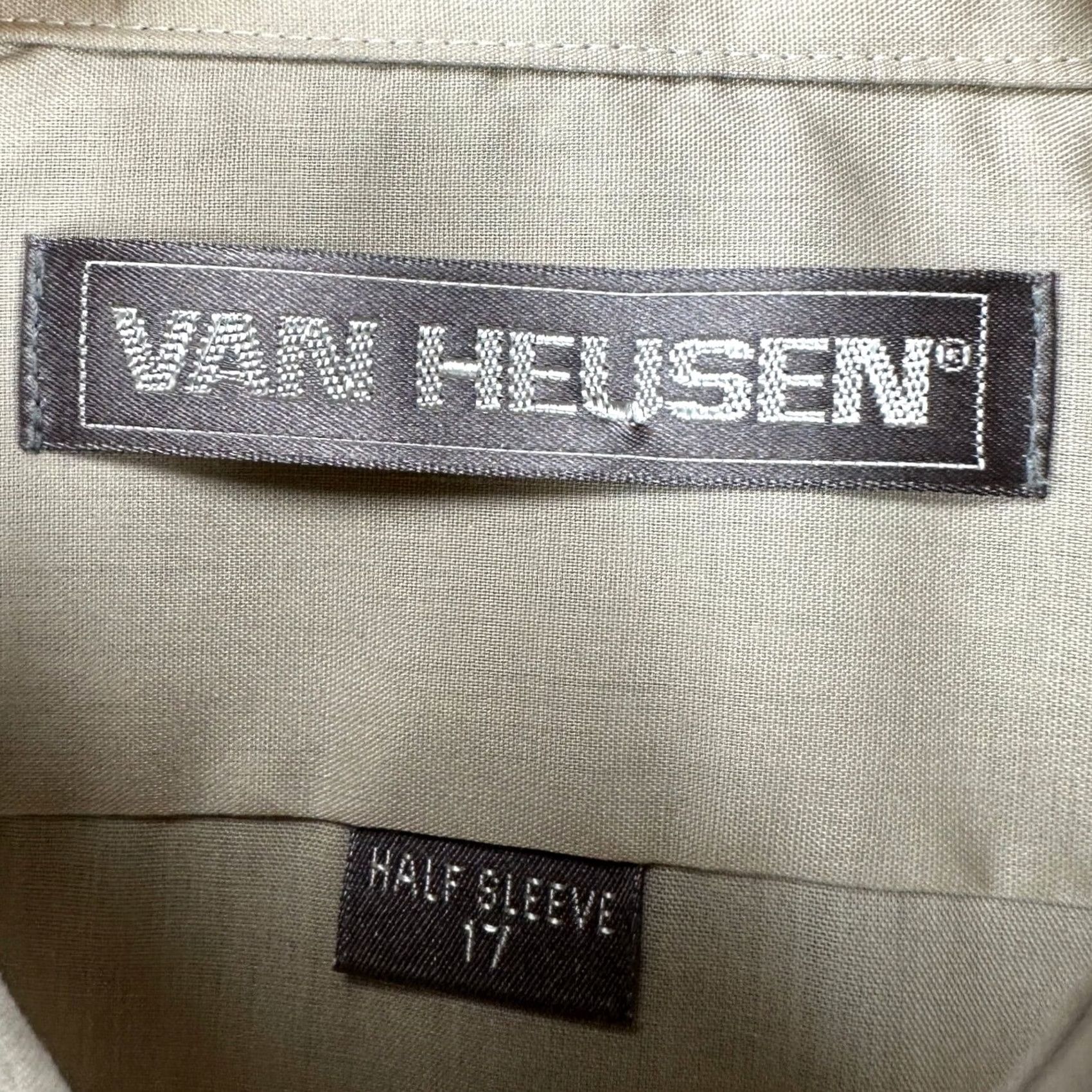 Van Heusen VINTAGE Van Heusen Mens Dress Shirt 17 Beige Button Up Half Sleeve Pocket NEW Shirt Mens 17 Beige Pocket VINTAGE Size 46R - 4 Thumbnail