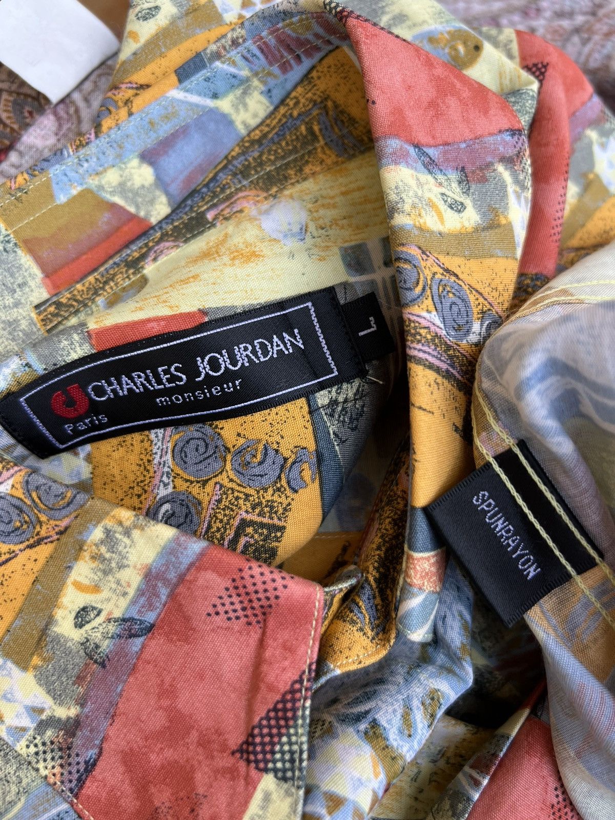 Charles Jourdan Vintage Charles Jourdan Monsieur Novelty Abstract Art Shirt Size US L / EU 52-54 / 3 - 23 Thumbnail