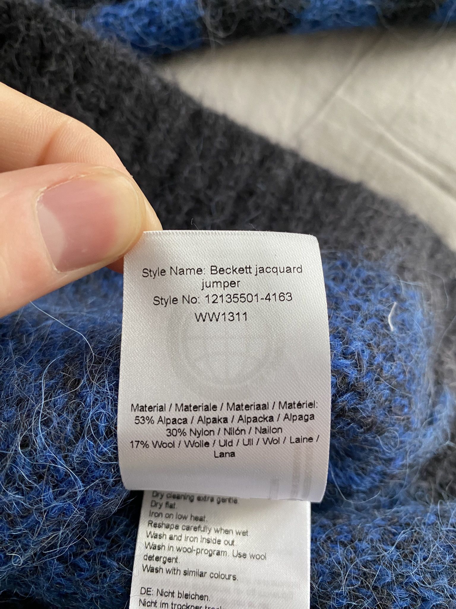 Wood Wood 50/L - Alpaca/Wool - Beckett Jacquard Jumper Size US L / EU 52-54 / 3 - 10 Thumbnail