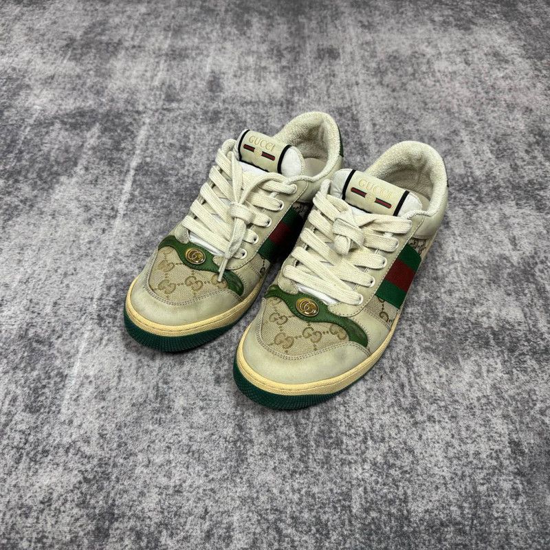 Gucci Gucci Screener Sneakers in Green and Beige 0079 Size US 8 / EU 41 - 1 Thumbnail