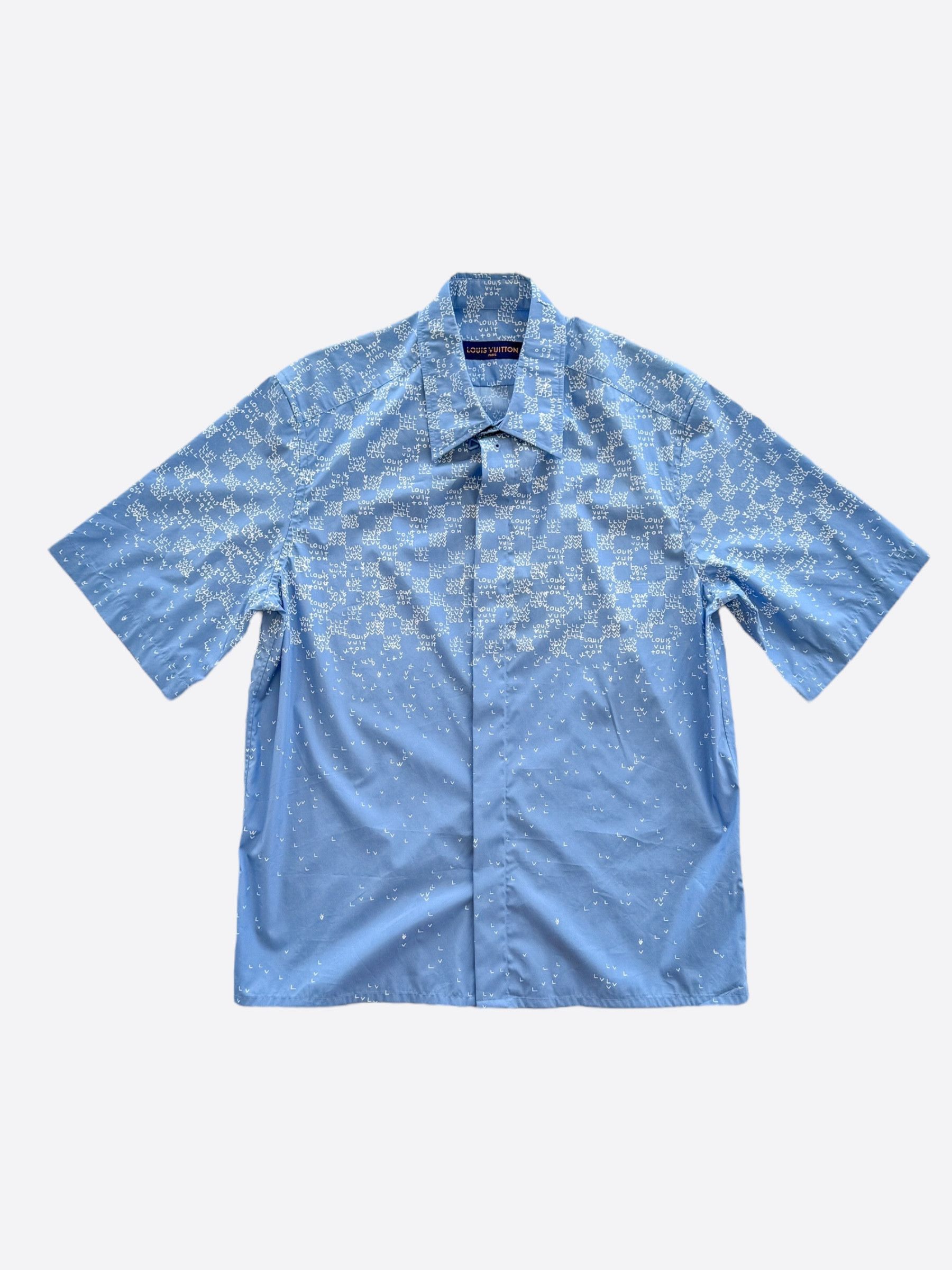 image of Louis Vuitton Blue Lv Spread Damier Button Up Shirt, Men's (Size Small)