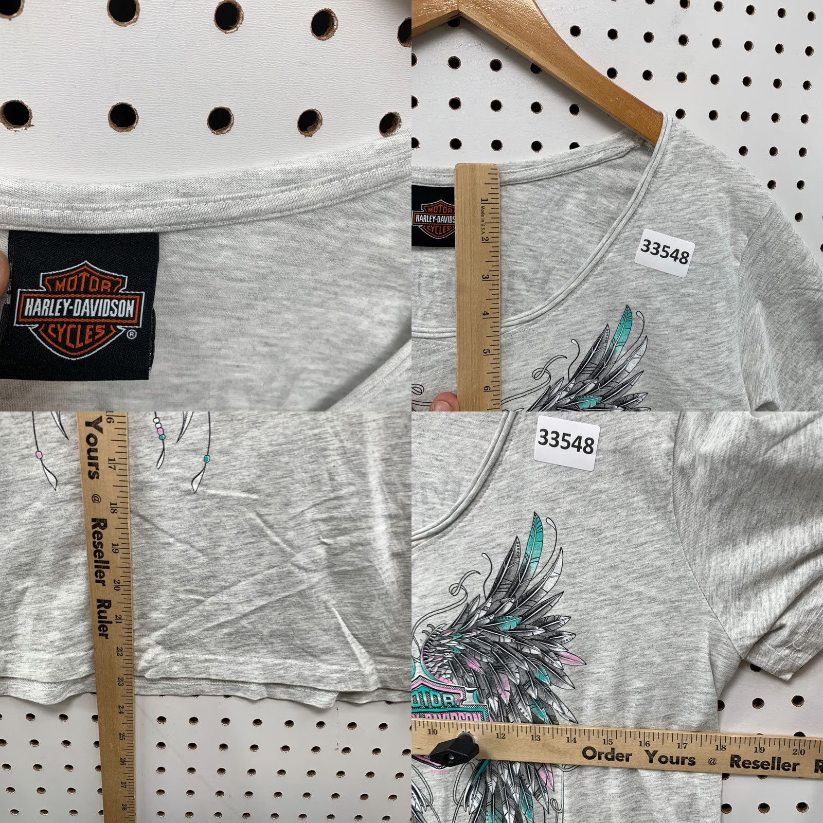 Harley Davidson Harley-Davidson Motorcycle Shirt Womens Large Top Gray WINGS V Neck 18X23.5 Size L / US 10 / IT 46 - 8 Thumbnail