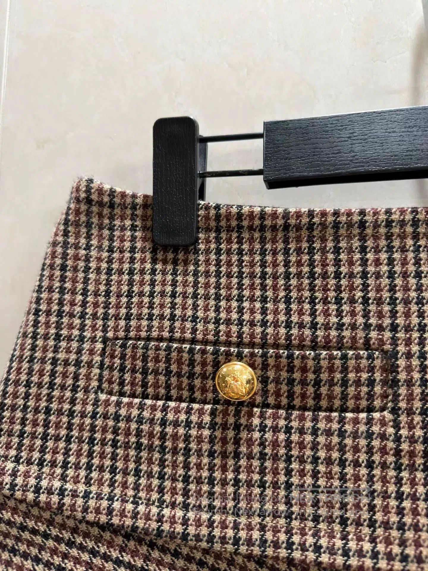 Celine Celine Houndstooth Wool Ruffle Mini Skirt. Size 37" - 2 Thumbnail