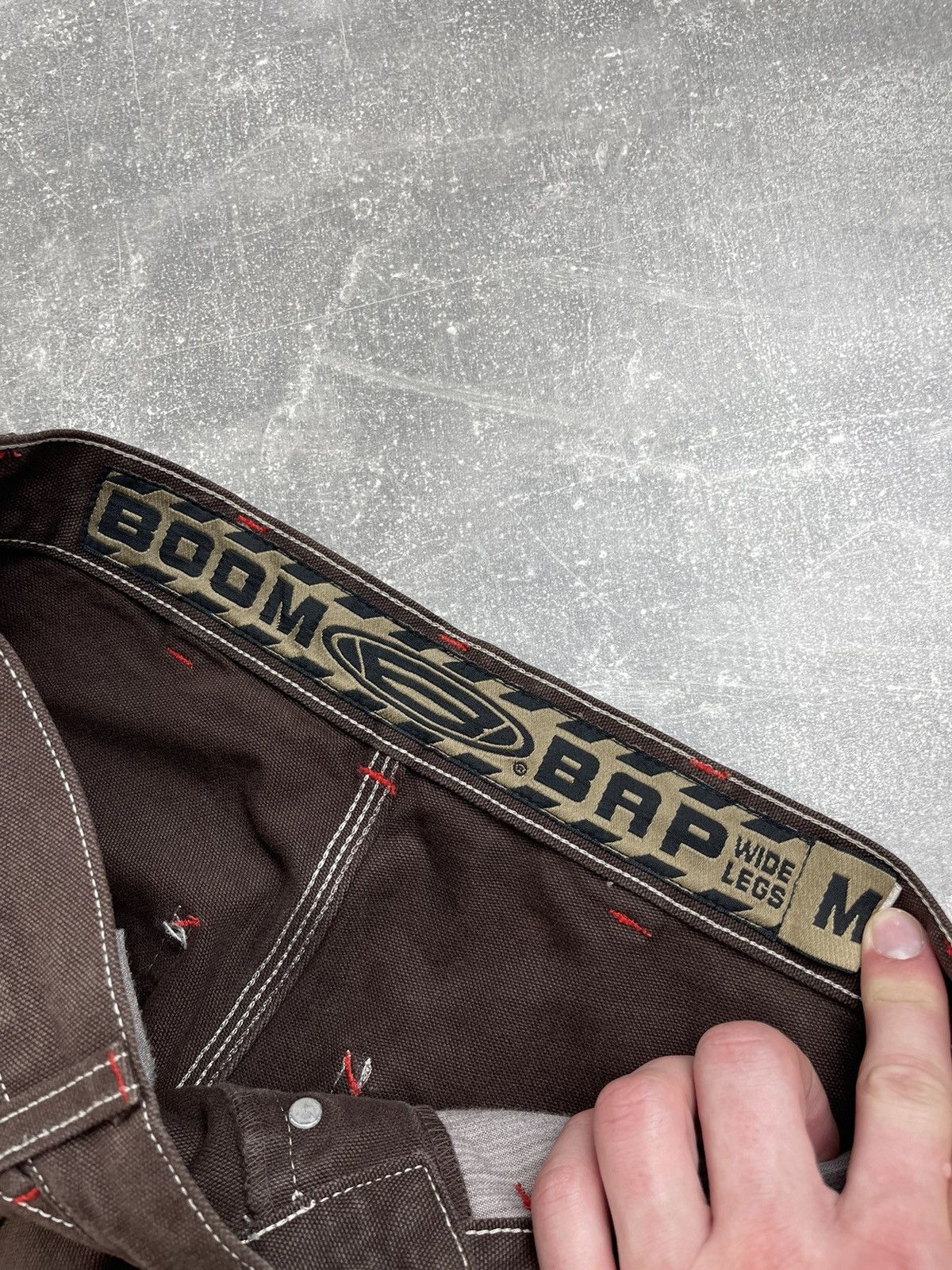 Other Boom Bap Y2K RAP Stitch Detail Heavy Cotton Wide Brown Pants Size US 31 - 12 Thumbnail