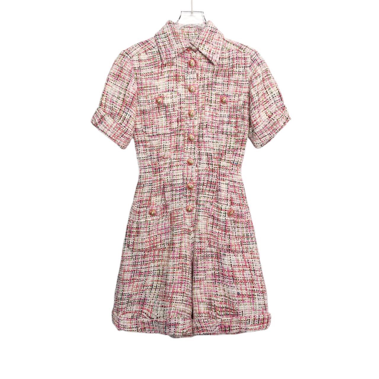 Chanel Chanel Tweed Short Sleeve Jumpsuit Women Multi-color K26WX Size 26" / US 2 / IT 38 - 1 Thumbnail