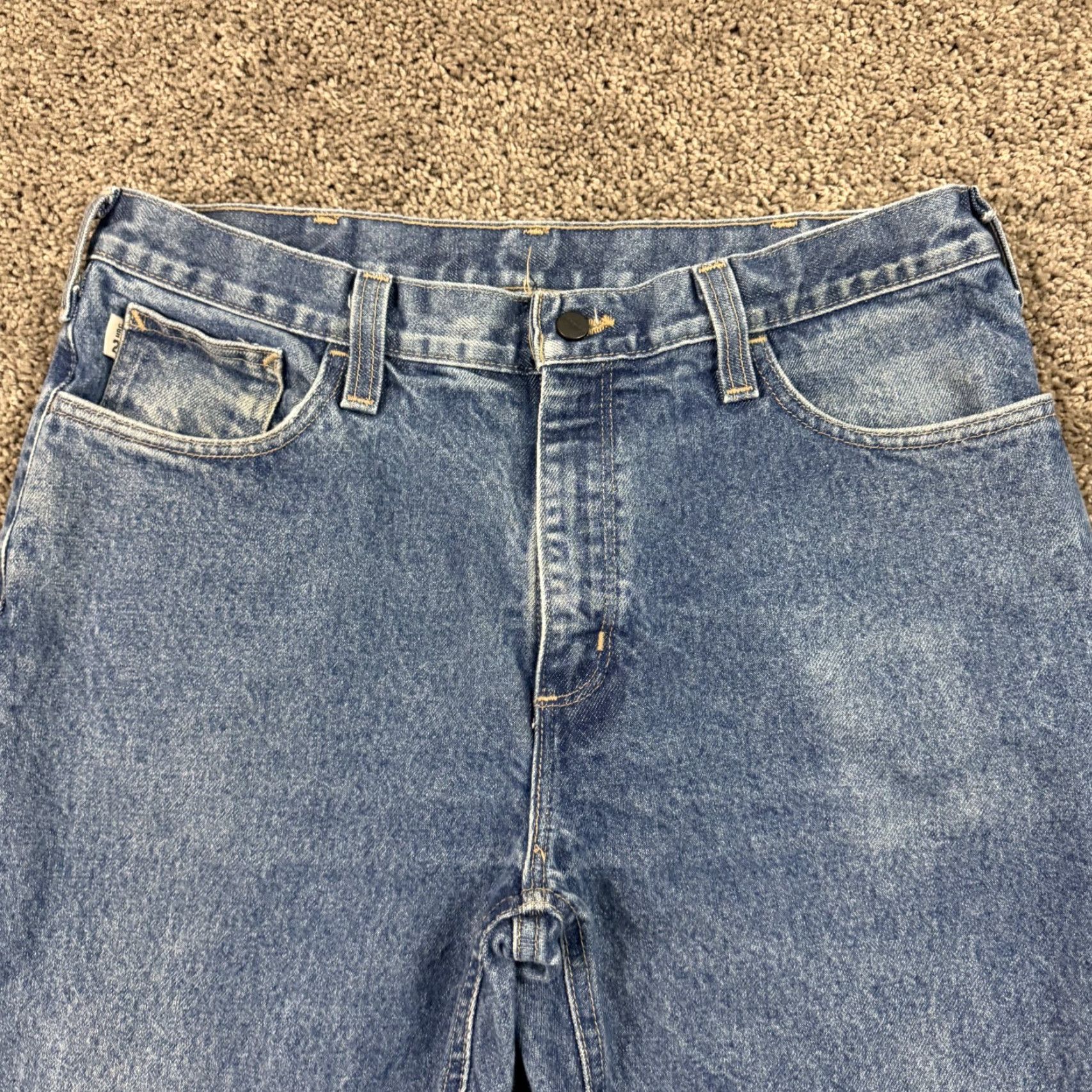 Carhartt VINTAGE Carhartt Jeans Mens 34 Flame-Resistant FR Relaxed Fit Dark Wash Denim Jeans Size US 34 / EU 50 - 2 Thumbnail