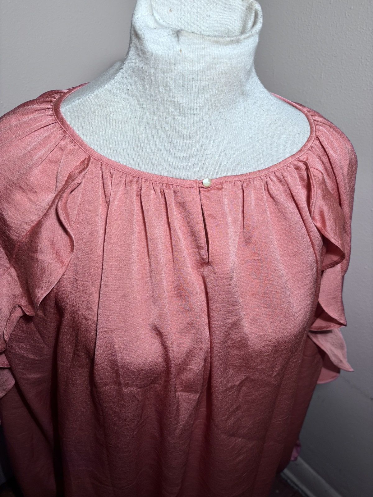 Chaps Chaps Satin Ruffle Sleeve Blouse Size L / US 10 / IT 46 - 6 Thumbnail