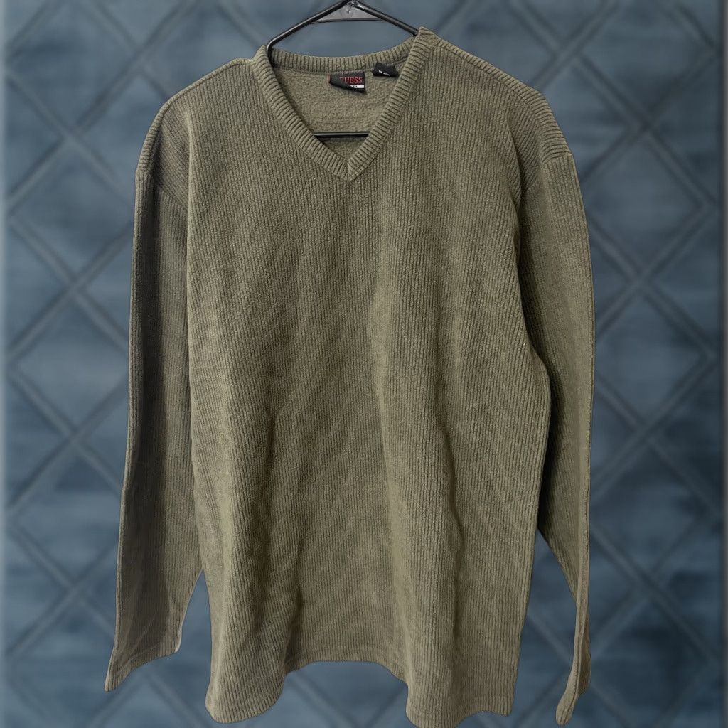 Guess GUESS Mens Sweater Green M V Neck? Size US M / EU 48-50 / 2 - 1 Thumbnail