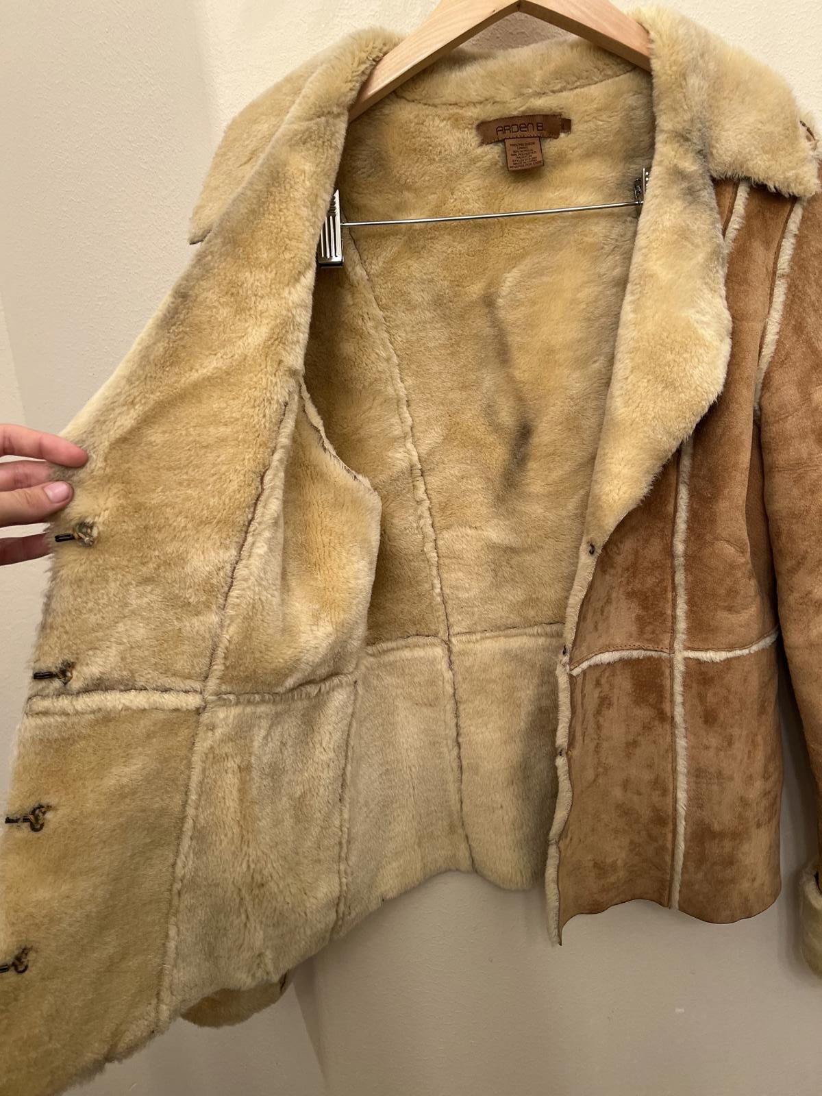 Designer Vintage Arden B. Suede Shearling Jacket Size L / US 10 / IT 46 - 4 Thumbnail