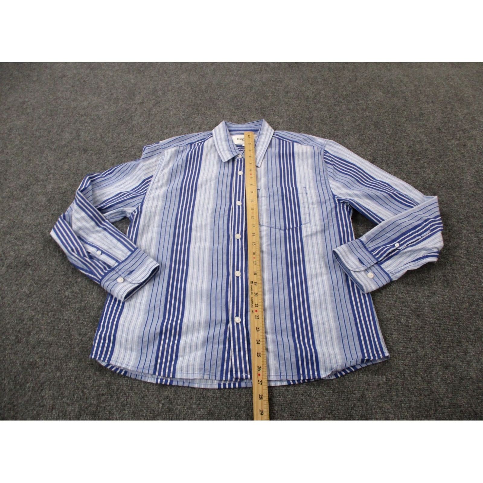 Corridor Corridor Shirt Mens S Blue Striped Button-Down Collared Knit Lightweight Casual Business Modern Preppy Size 36R - 3 Thumbnail