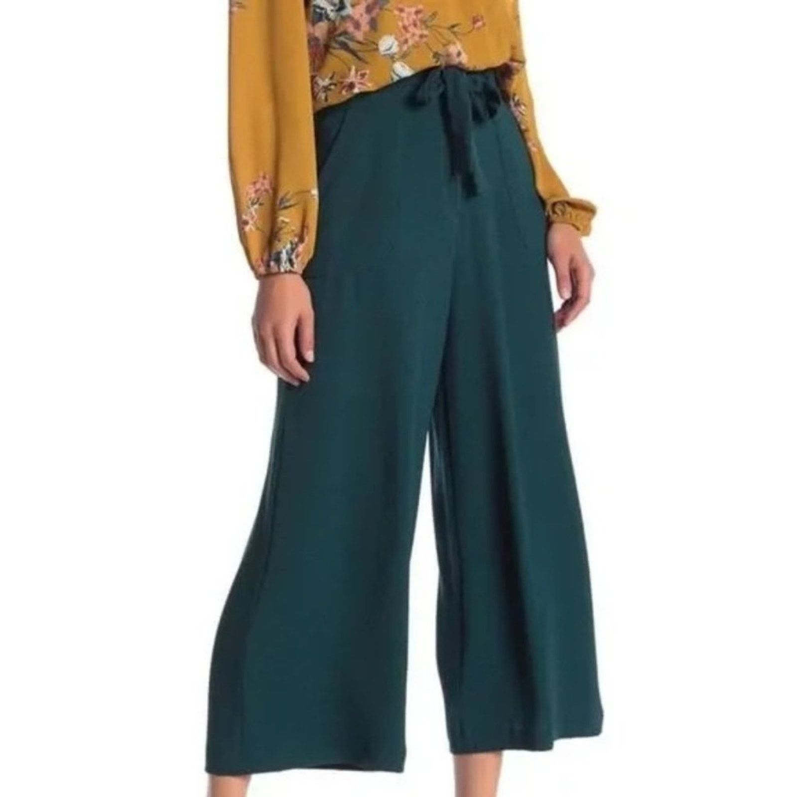 Anthropologie ANTHROPOLOGIE June & Hudson Wide Leg Crepe Pants Sz 1 Size 22" - 1 Thumbnail