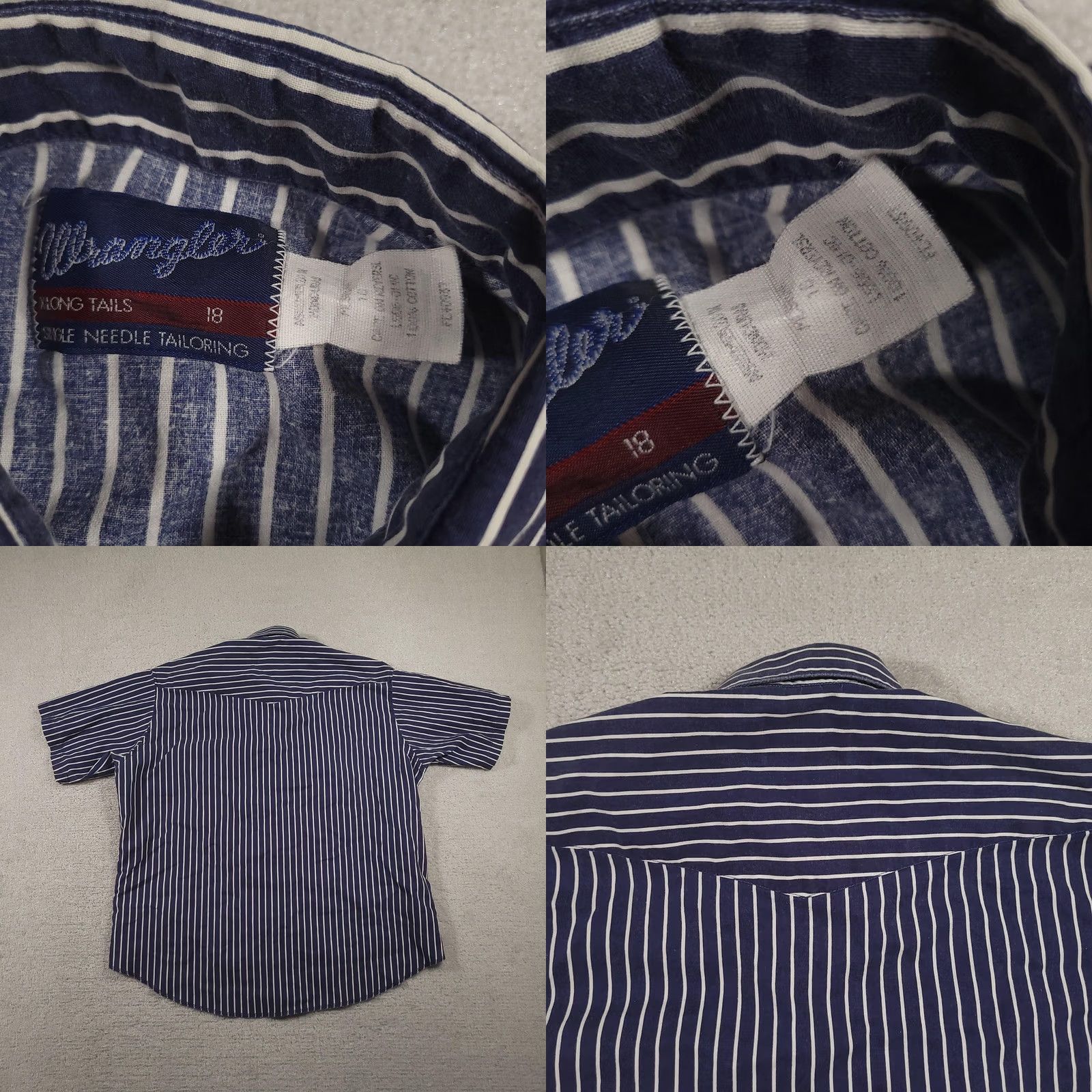 Wrangler Wrangler Shirt Mens 2XL Blue White Striped Short Sleeve Western X Long Tails Button-Up Size US XXL / EU 58 / 5 - 8 Thumbnail