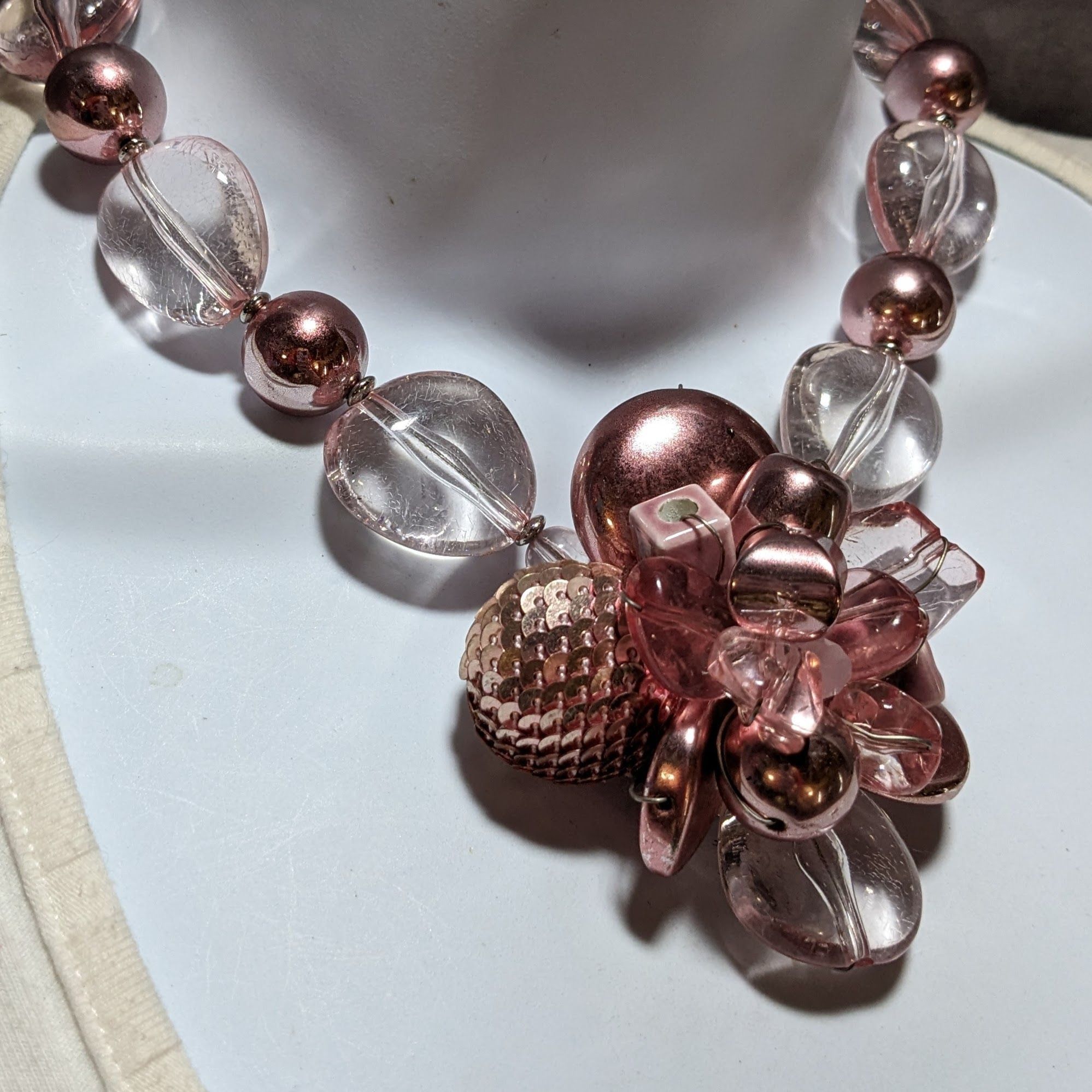 Other Pink Metallic Floral Statement Necklace Size ONE SIZE - 7 Thumbnail
