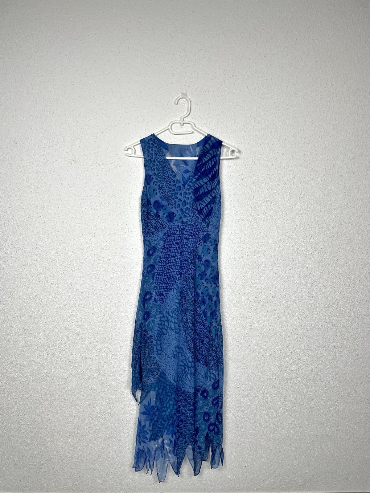 Vintage Vintage Y2K Reversible Asymmetrical Blue Midi Dress Size S / US 4 / IT 40 - 4 Thumbnail