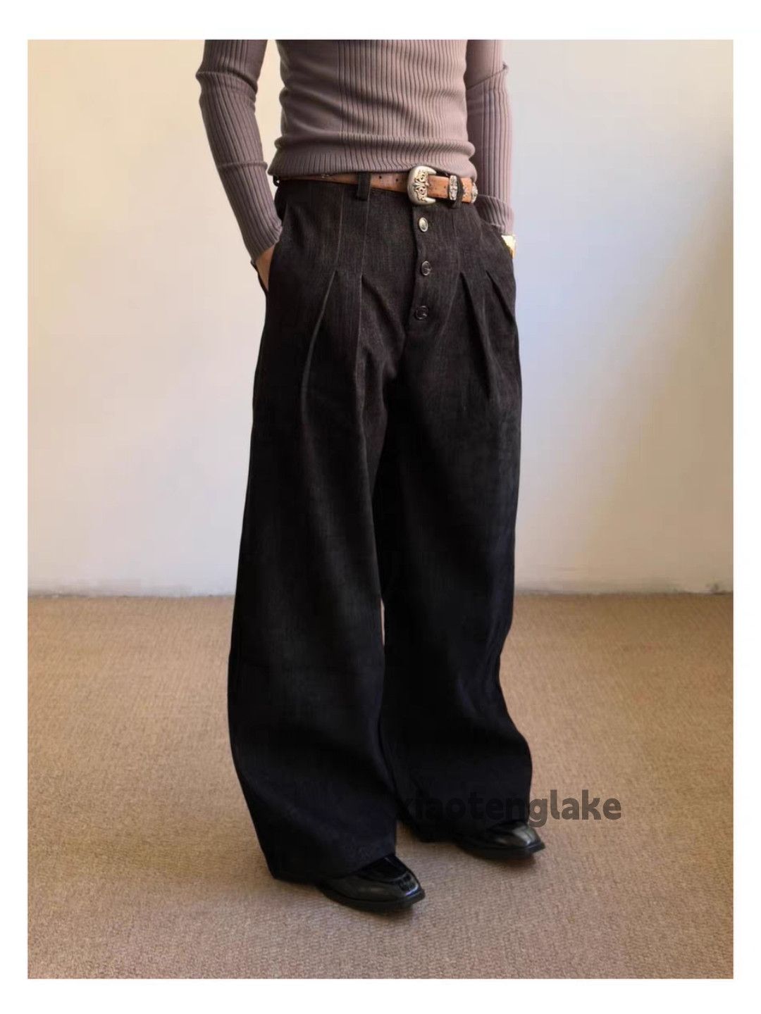 Vintage ltx retro loose baggy flared woolen cleanfit yuppie pants Size US 32 / EU 48 - 5 Thumbnail