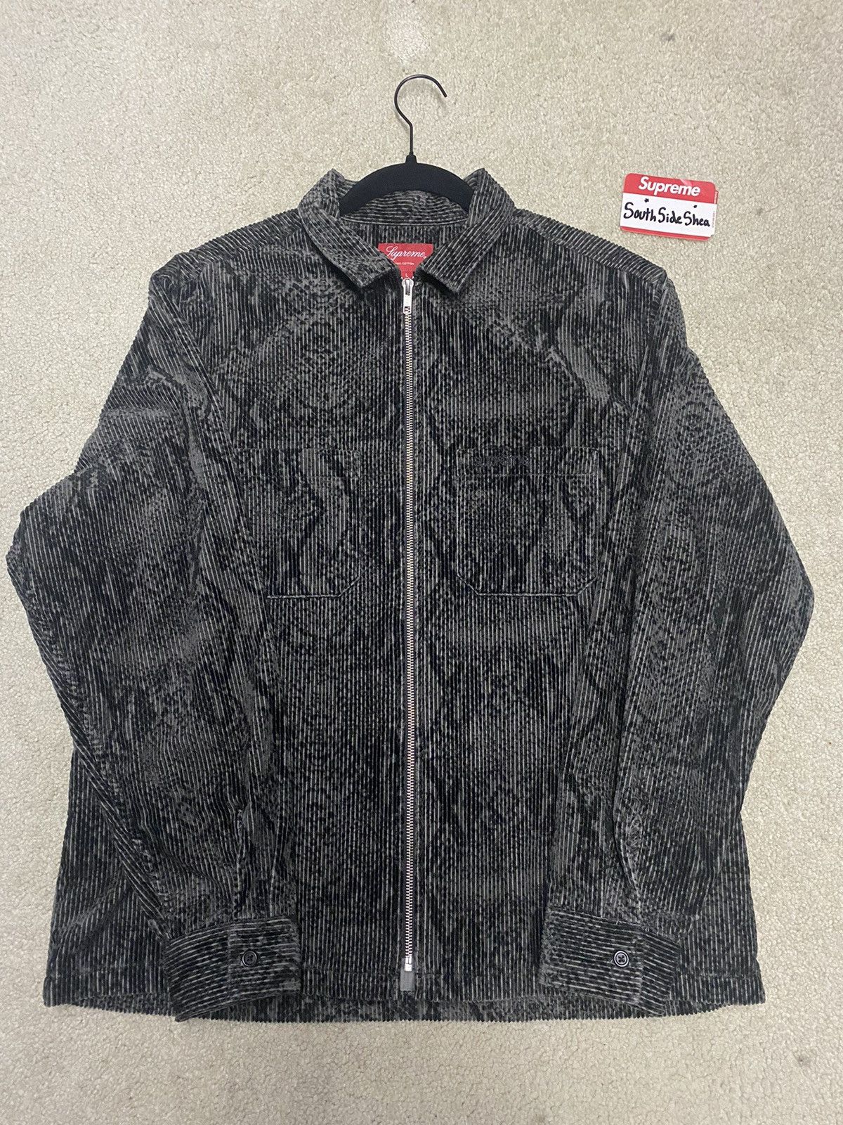 Supreme Snakeskin Corduroy Zip Up Shirt | Grailed