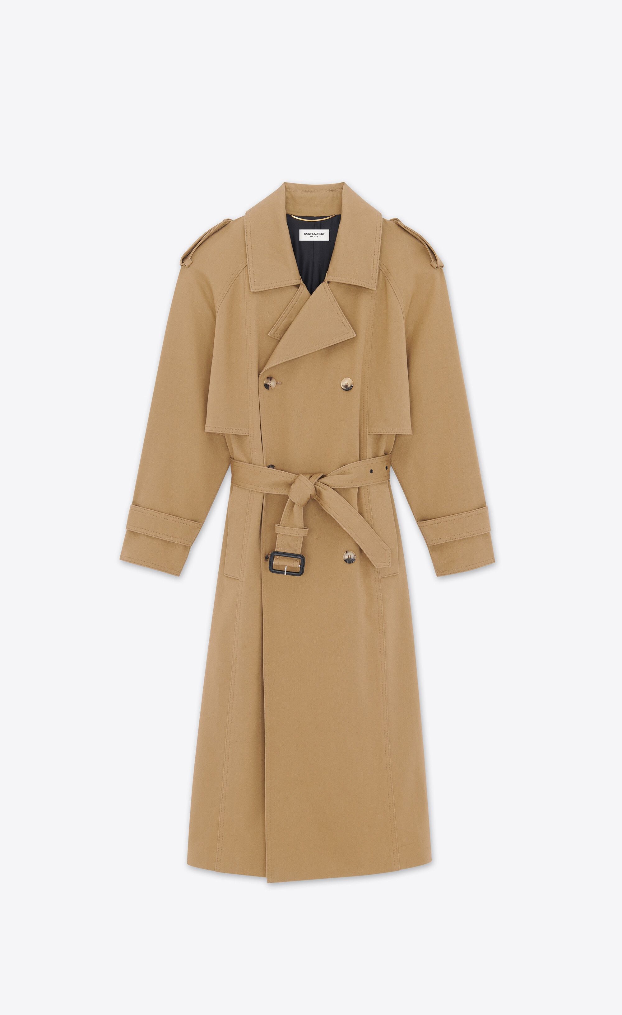 Saint Laurent Paris o1s1wg110225 725556 Trench Coat In Gabardine in Beige Size S / US 4 / IT 40 - 1 Thumbnail